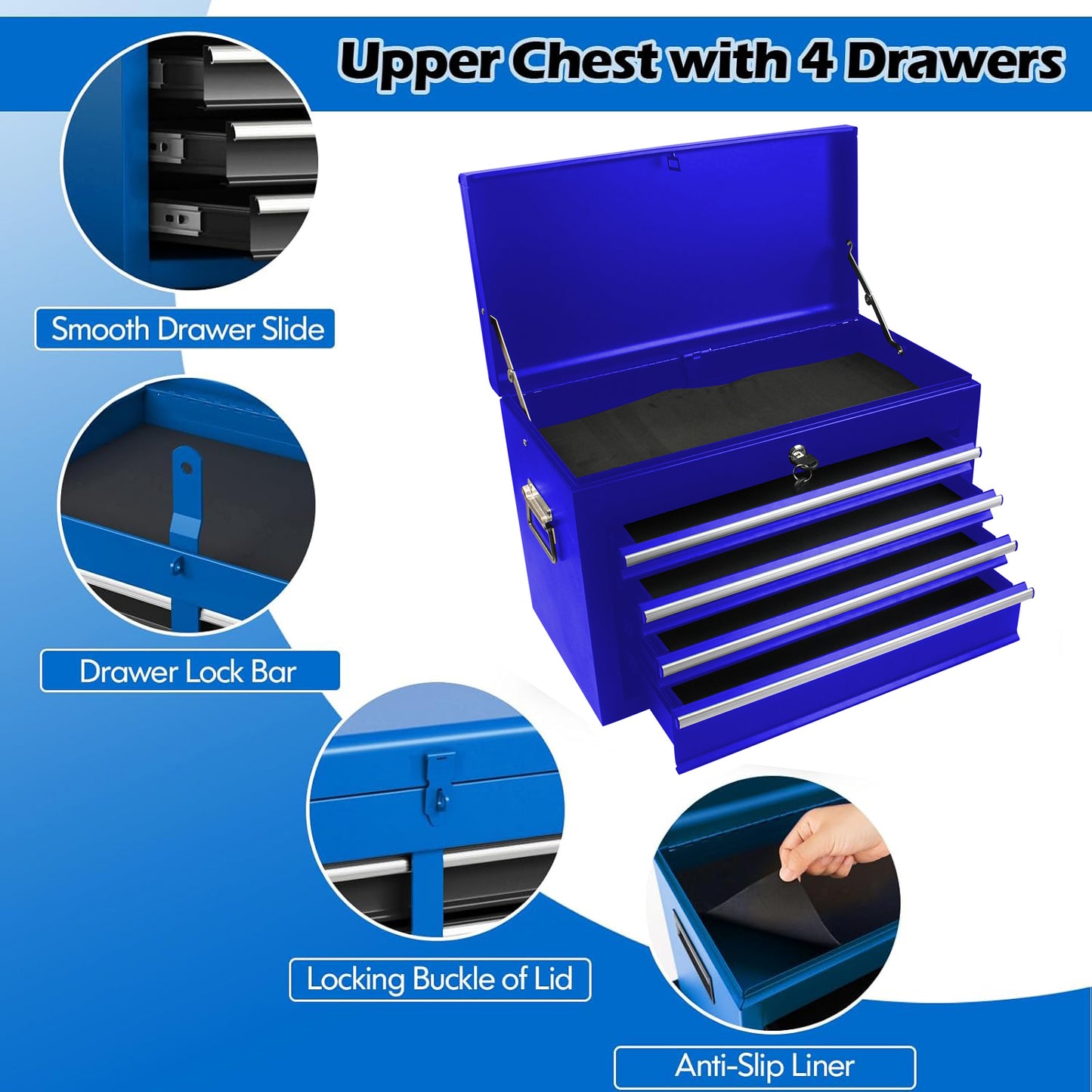  NIGSQJB 3-In-1 52"H Rolling Tool Chest with 6 Drawers