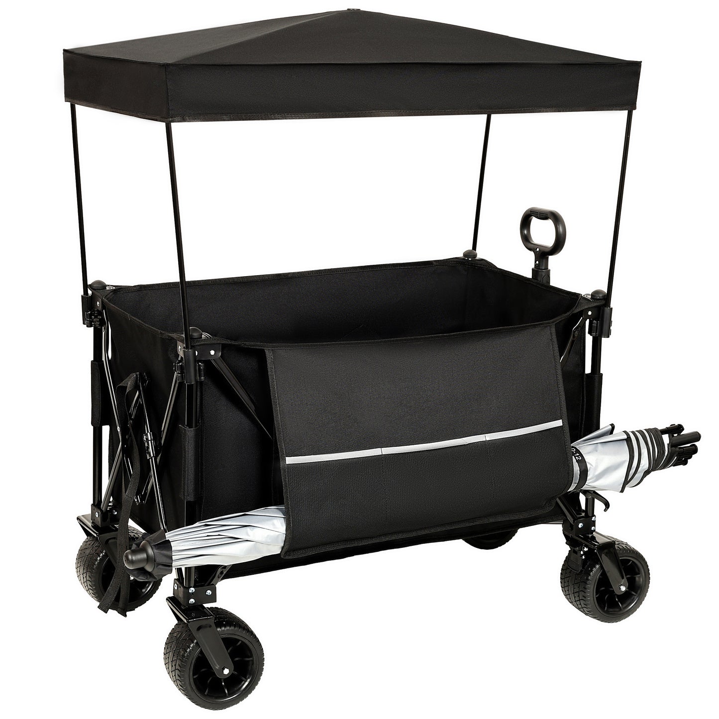 NIGSQJB 480Lbs Collapsible Shopping Cart with Canopy, Mosquito Net & 7" All-Terrain Wheels