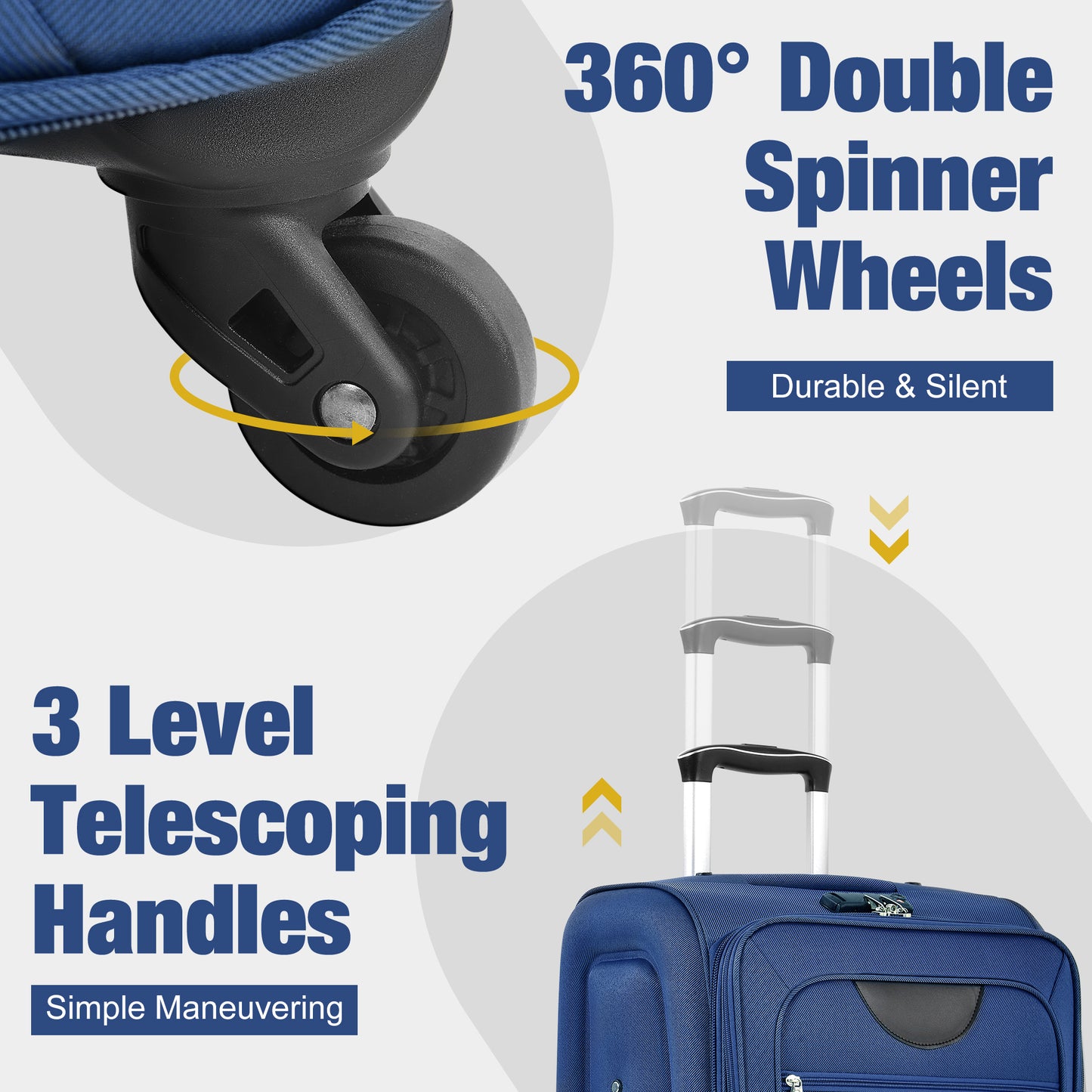 NIGSQJB Softside Expandable Luggage Sets 5 Piece