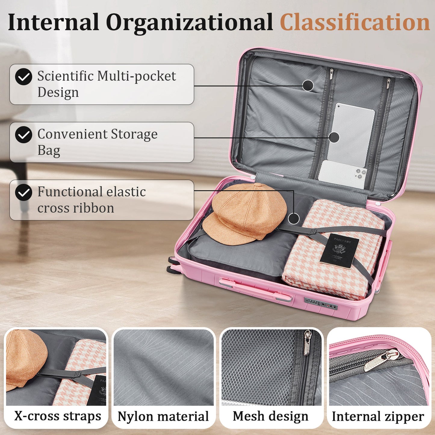 NIGSQJB 4 Piece Luggage Sets (14/20/24/28 in)
