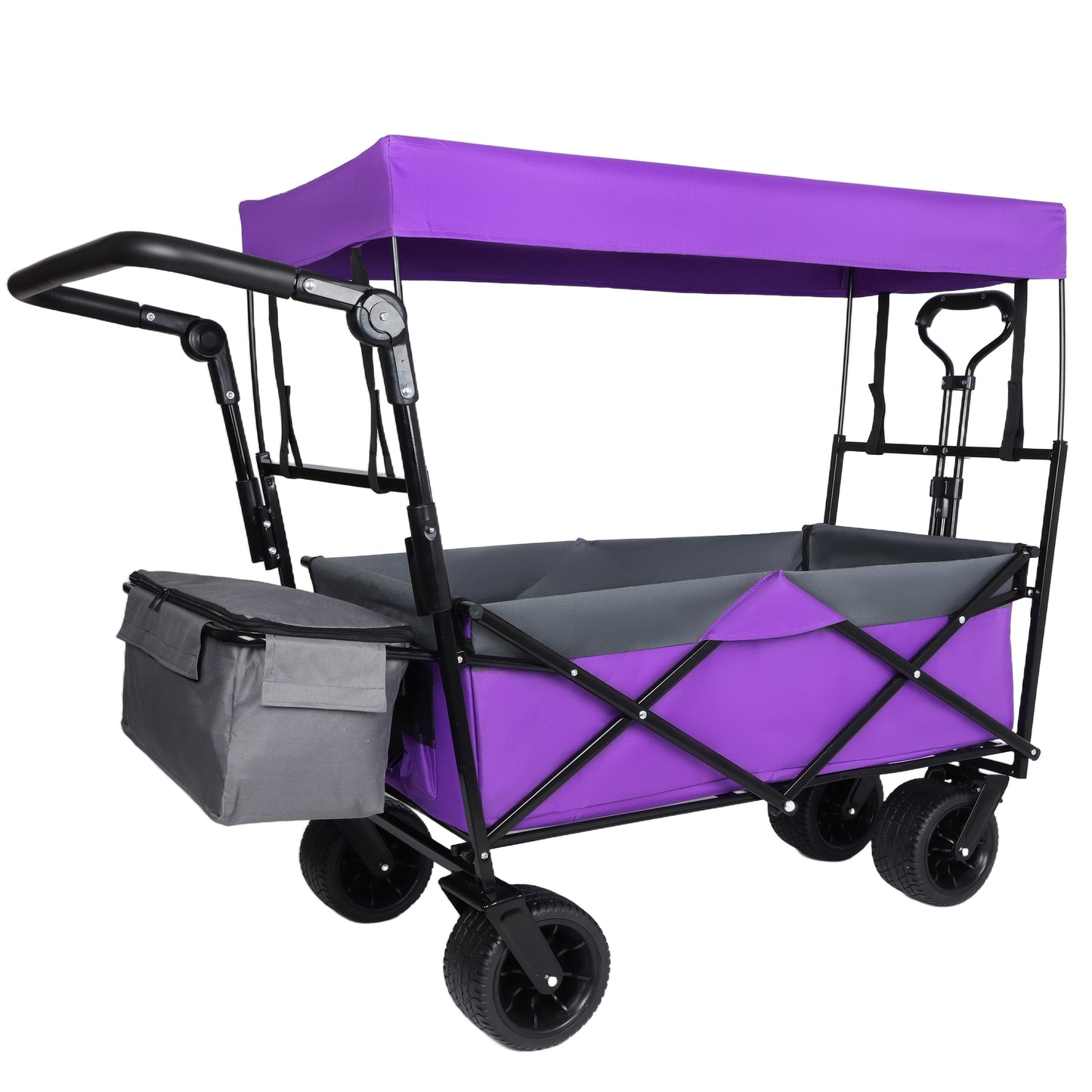 NIGSQJB 480lbs Versatility Shopping Cart with 7"x4" Large Wheels&Drink Holders&Removable Canopy