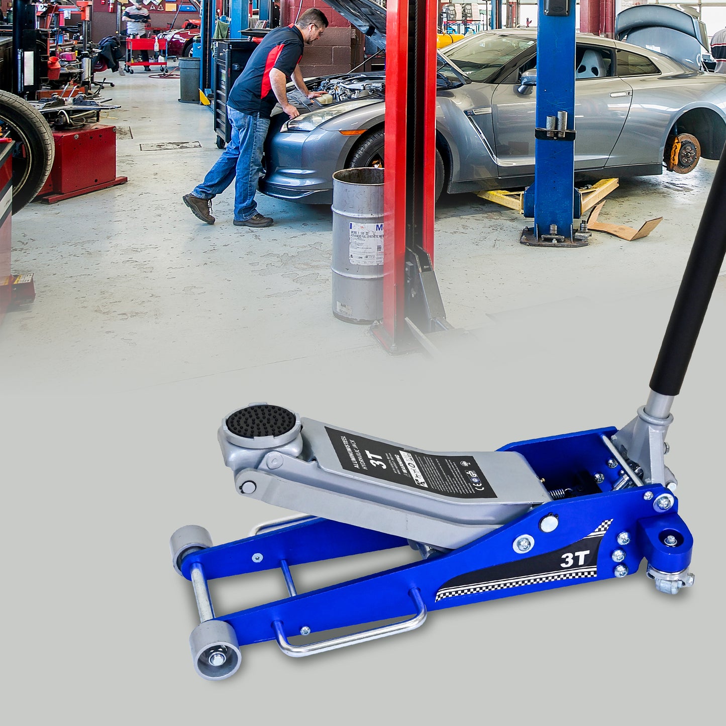 NIGSQJB 3-Ton (6600 lbs) Hydraulic Trolley Floor Jack with Extra Saddle 