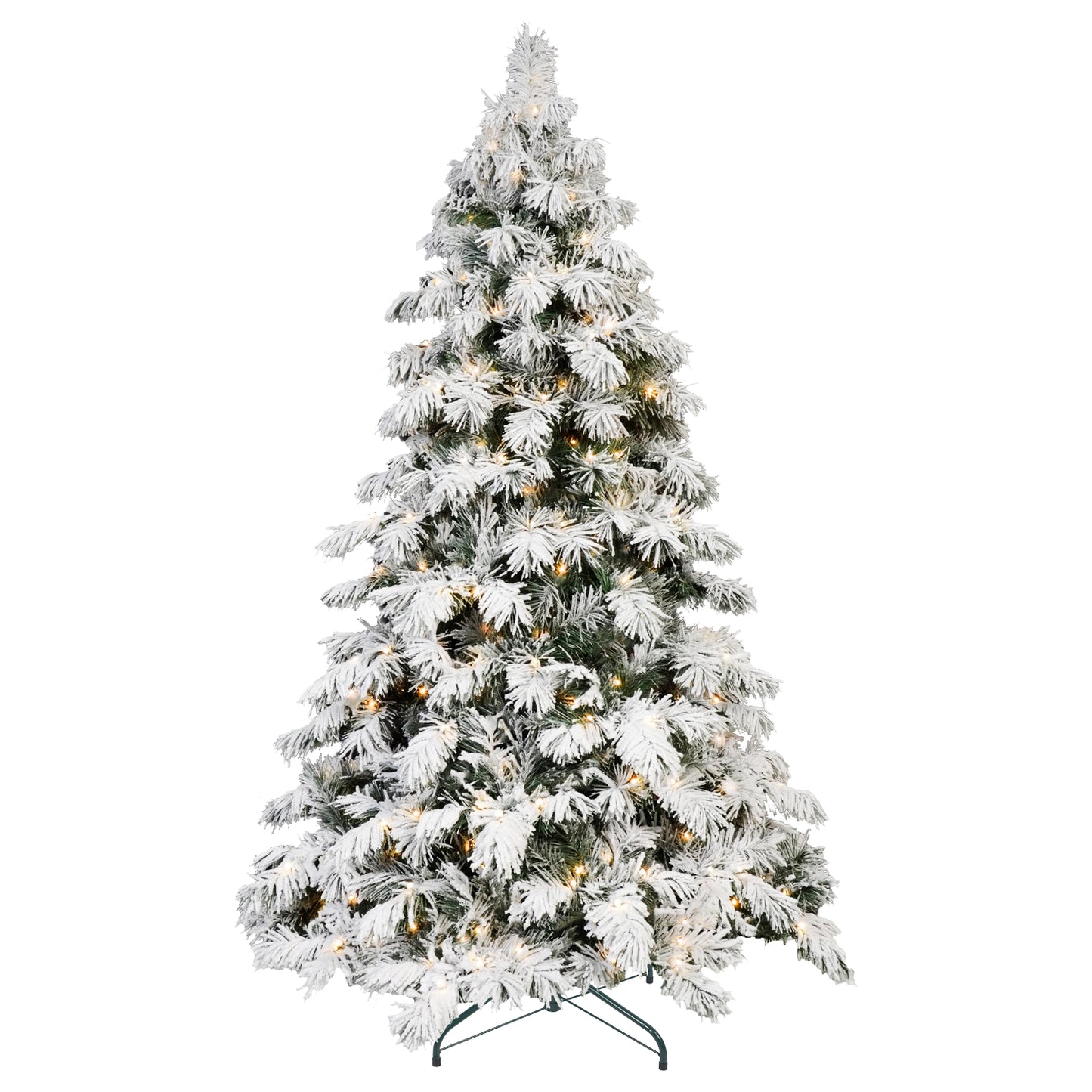 NIGSQJB 5-6-7-8ft Flocked Scarecrow-Shaped Christmas Tree with Warm White LED & PVC Tips & Memory Wire