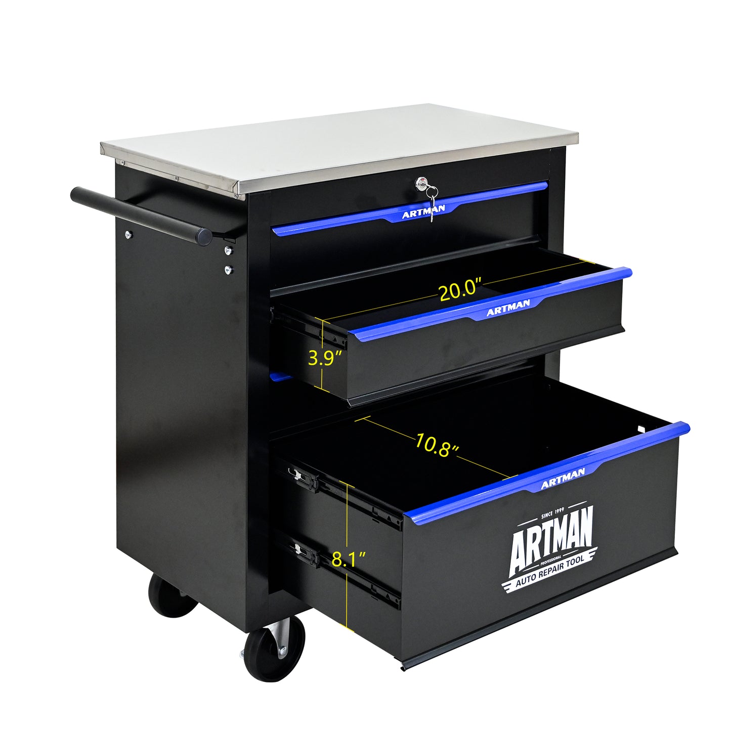 NIGSQJB 30.7"H Lockable Rolling Tool Chest with 2-4-5-6-7 Drawers, Black Blue