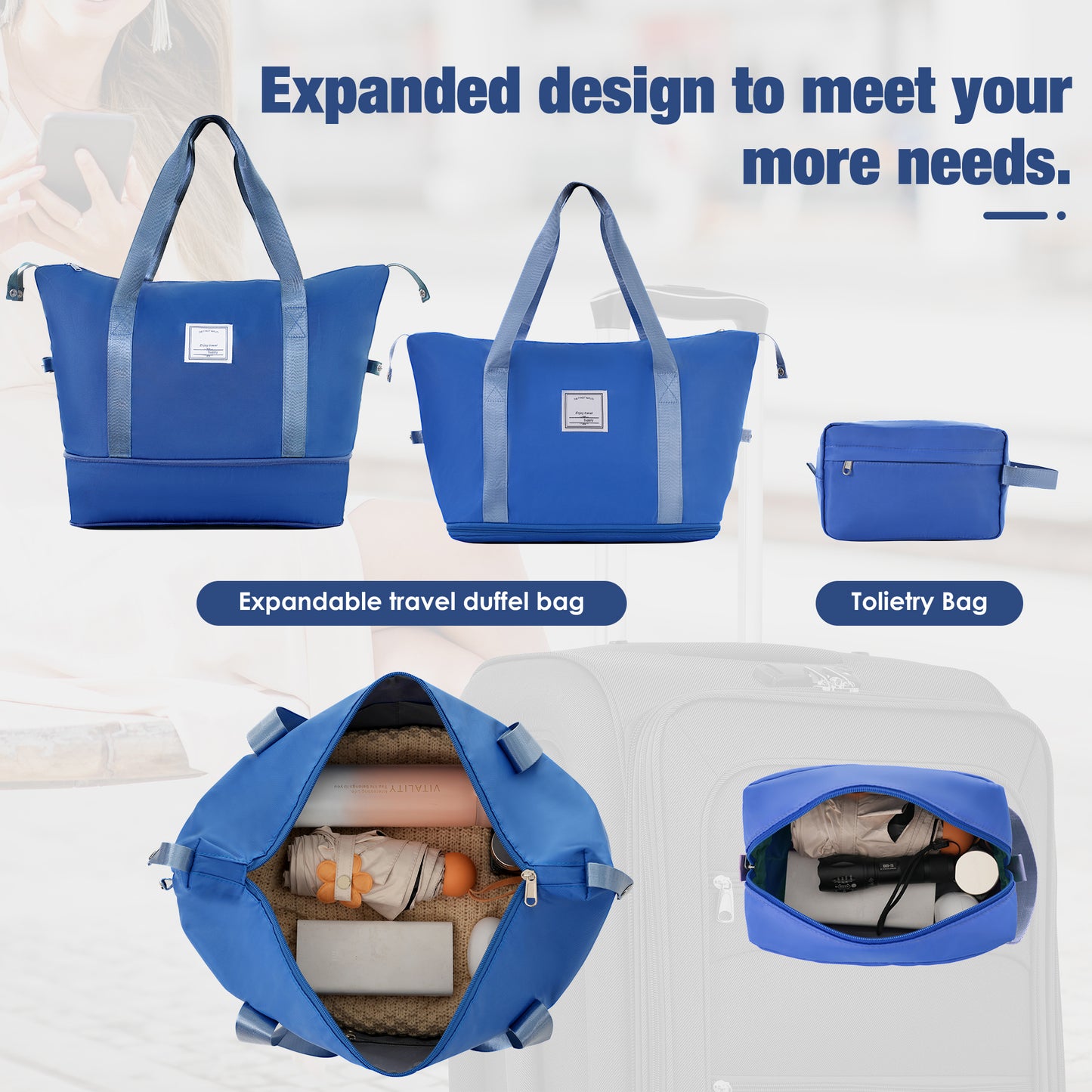 NIGSQJB Softside Expandable Luggage Sets 5 Piece