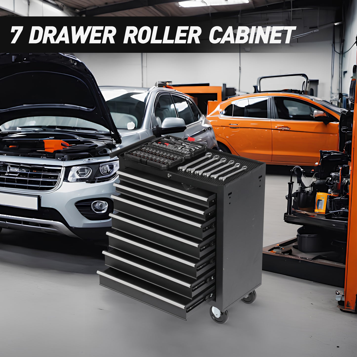 NIGSQJB 7-Drawers Rolling Tool Chest with Wheels & Locking