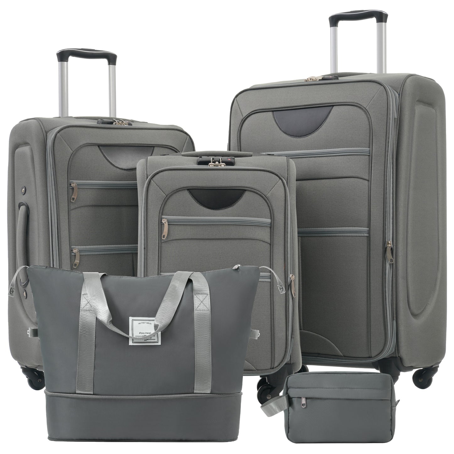 NIGSQJB Softside Expandable Luggage Sets 5 Piece