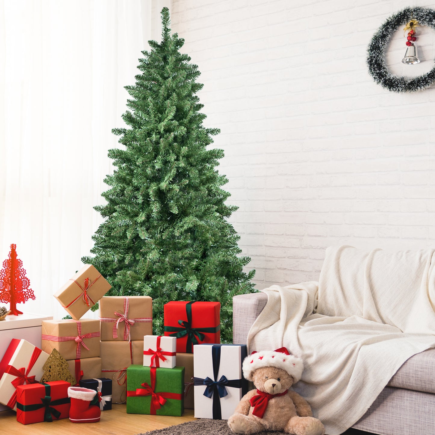 NIGSQJB 6-7-9ft Green Christmas Tree with 38 Modes WiFi-Controlled RGB LED & PVC Tips