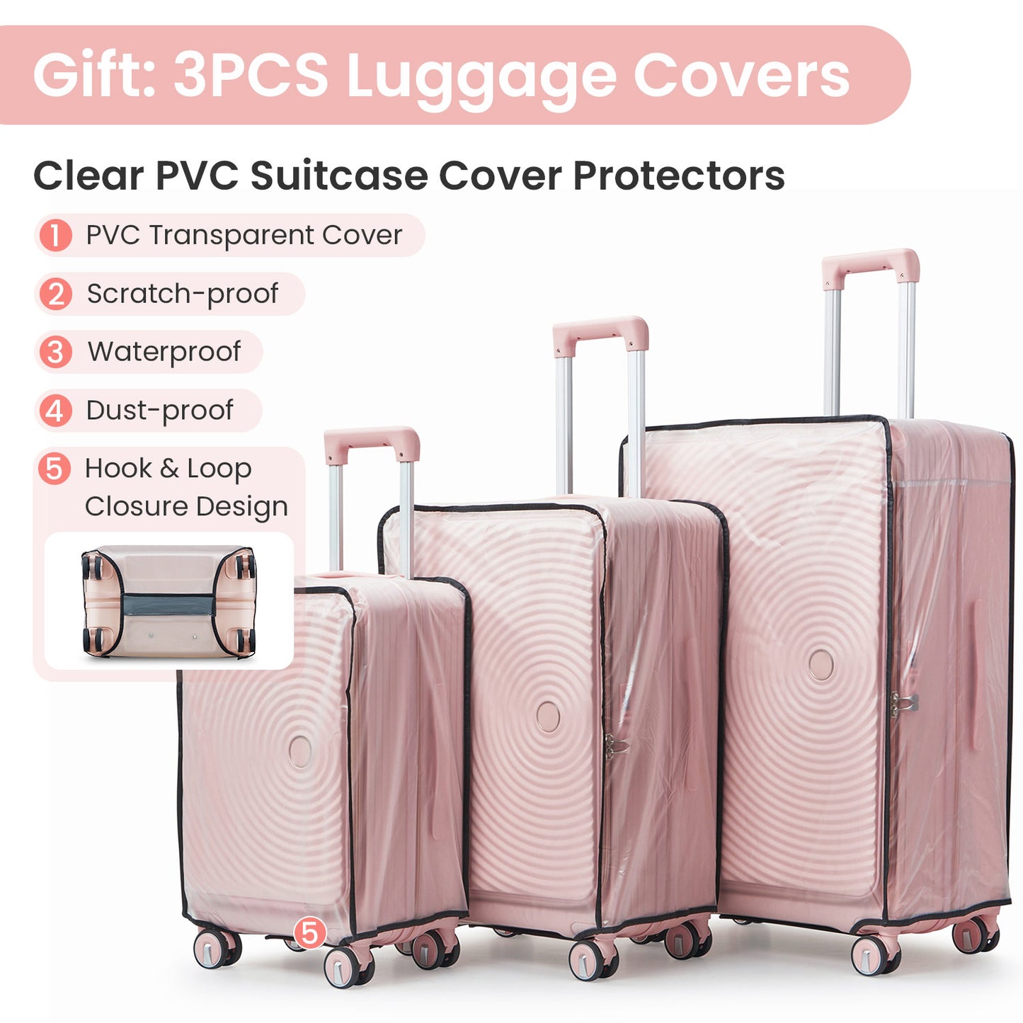 NIGSQJB Luggage Sets 3Pcs with PVC Cover & TSA Lock & Double Wheels(20-24-28in)
