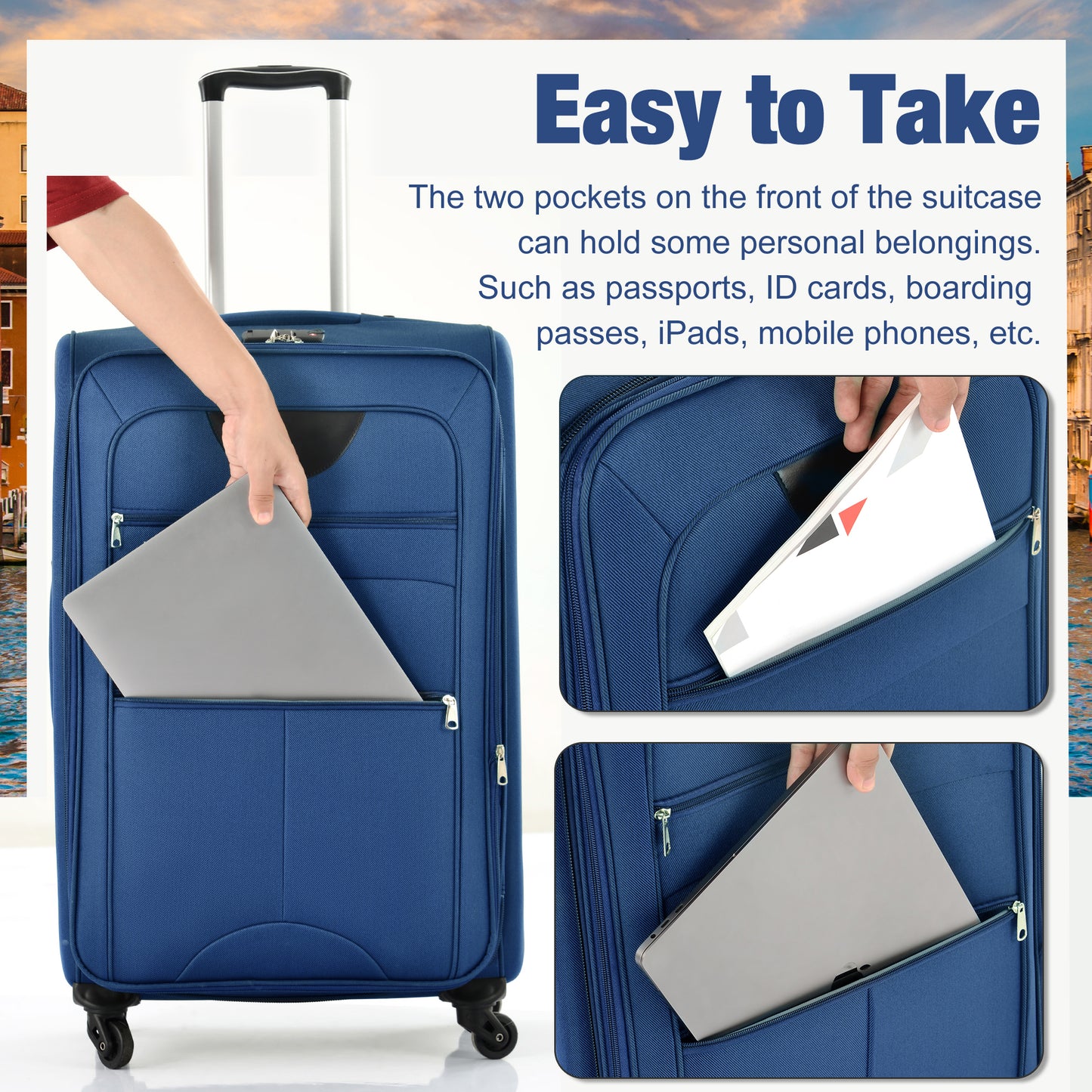 NIGSQJB Softside Expandable Luggage Sets 5 Piece