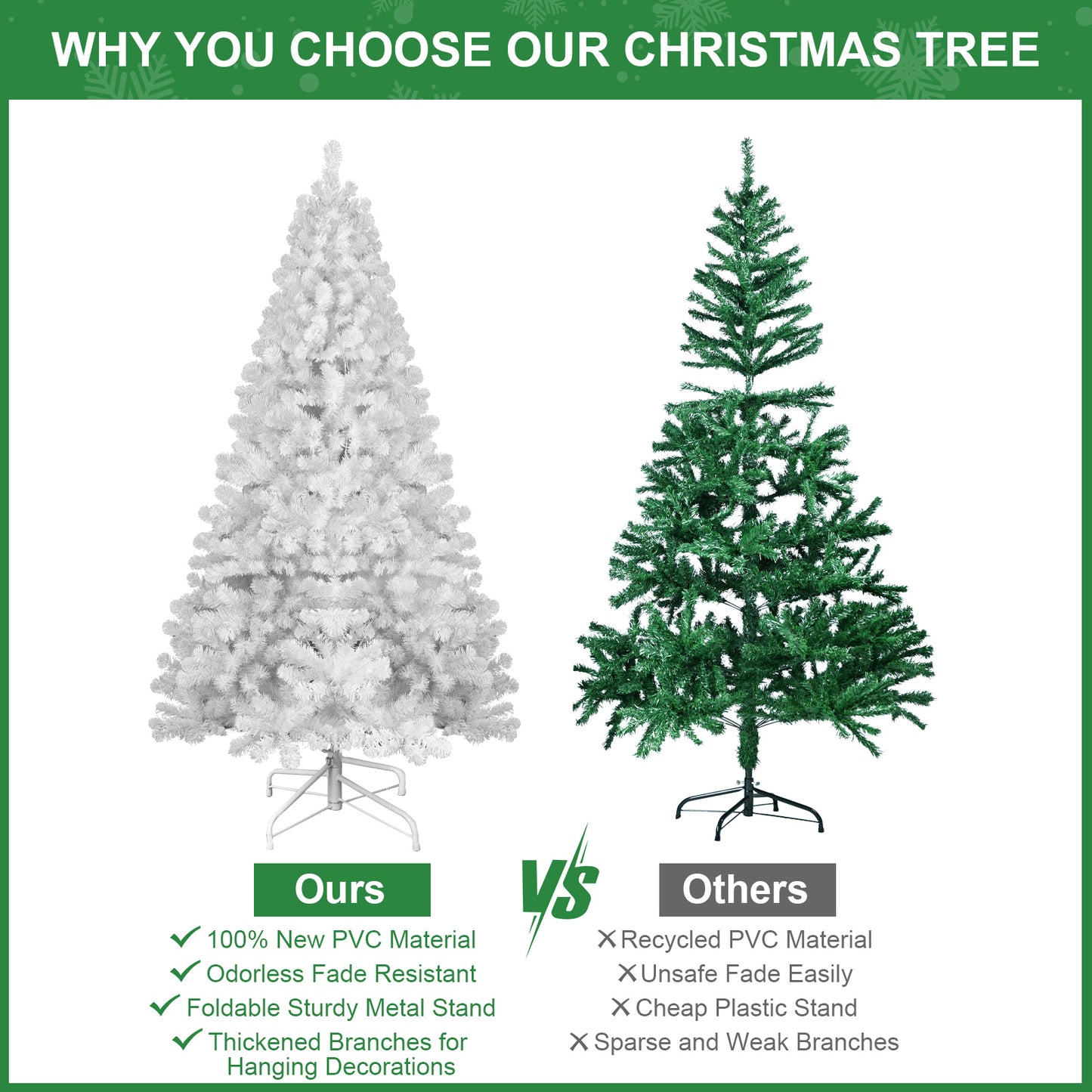 NIGSQJB 4-5-6-7-7.5-8-9ft White Christmas Tree with Memory Wire