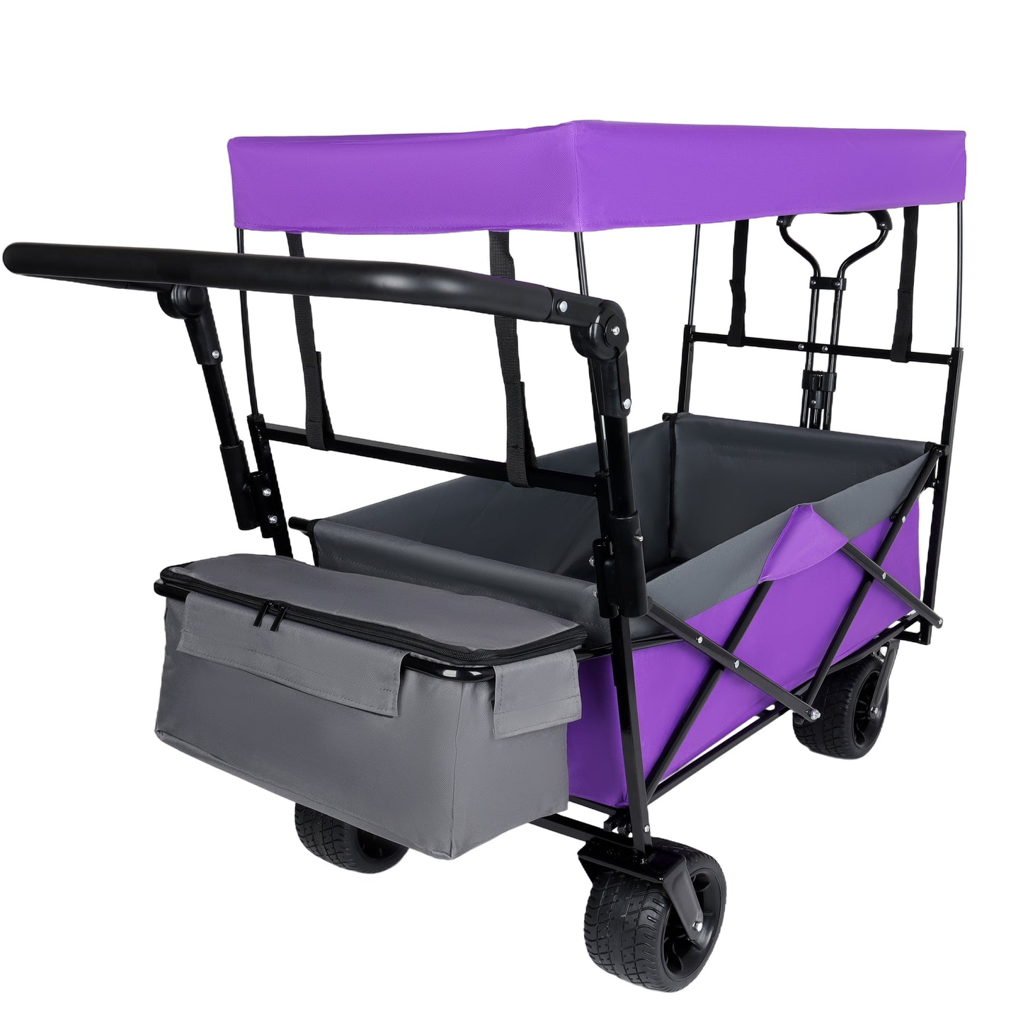 NIGSQJB 480lbs Versatility Shopping Cart with 7"x4" Large Wheels&Drink Holders&Removable Canopy