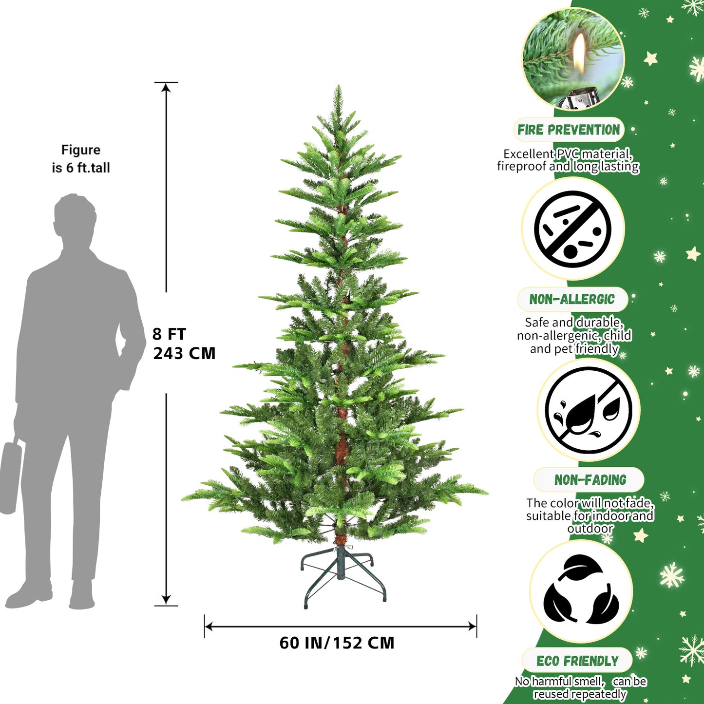 NIGSQJB 4-5-6-7ft Christmas Tree with Warm White LED Lights & PE+PVC Tips