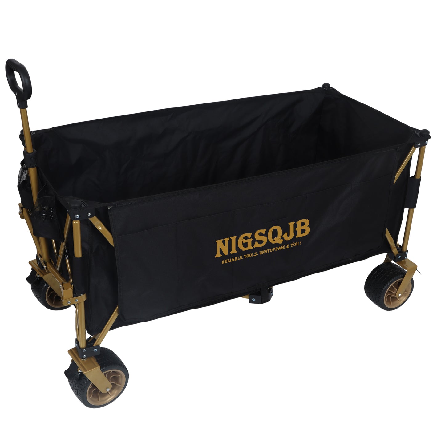 NIGSQJB 51" Extra Long Large Heavy-Duty Foldable Utility Shopping Wagon Cart Black