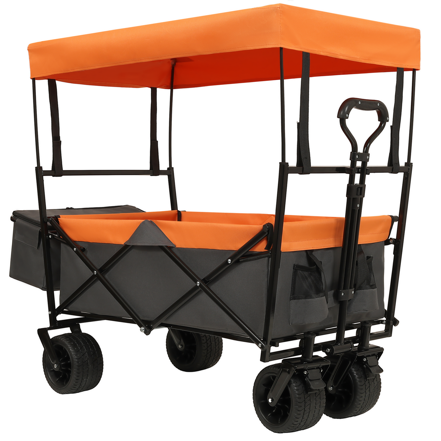 NIGSQJB 480Lbs Collapsible Shopping Cart with Canopy, Mosquito Net & 7" All-Terrain Wheels