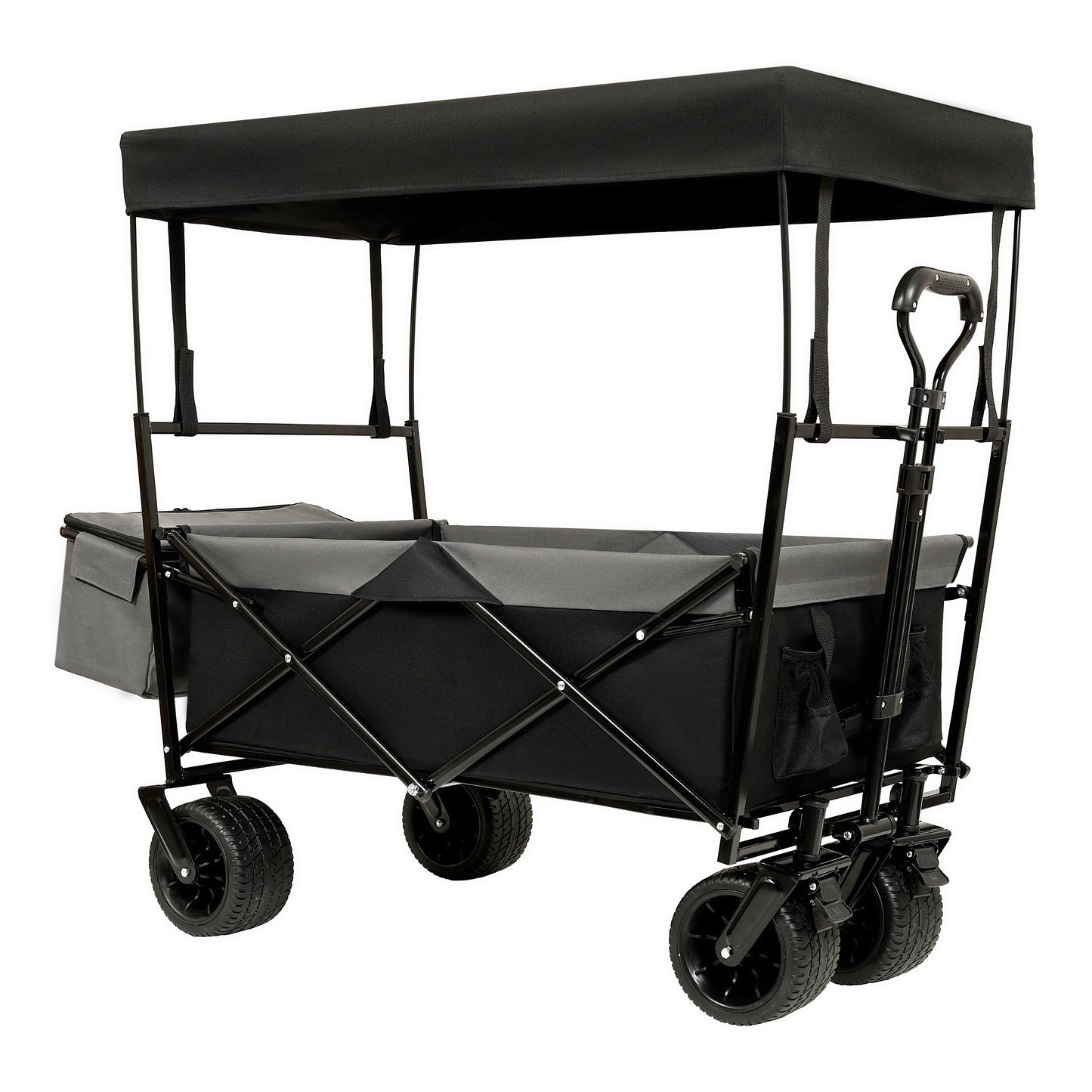 NIGSQJB 480Lbs Collapsible Shopping Cart with Canopy, Mosquito Net & 7" All-Terrain Wheels