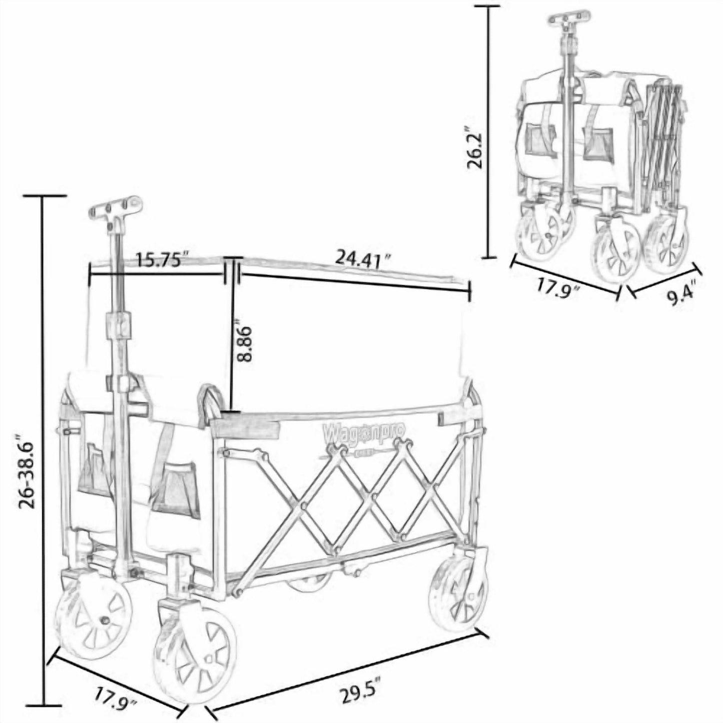 NIGSQJB Expandable Dual-Layer Utility Wagon with 100% Extra Space