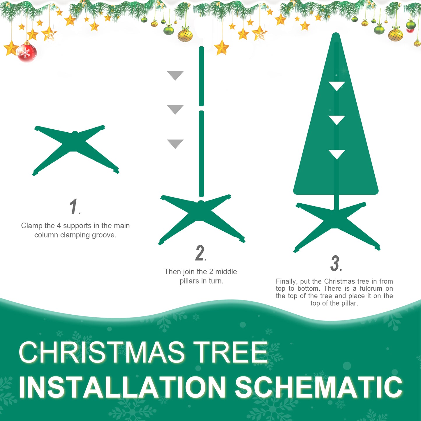 NIGSQJB 7FT Flocked Pop-Up Christmas Tree with 200 Warm White UL Lights, Ornaments, Snowflakes, Ribbons & Large Bow