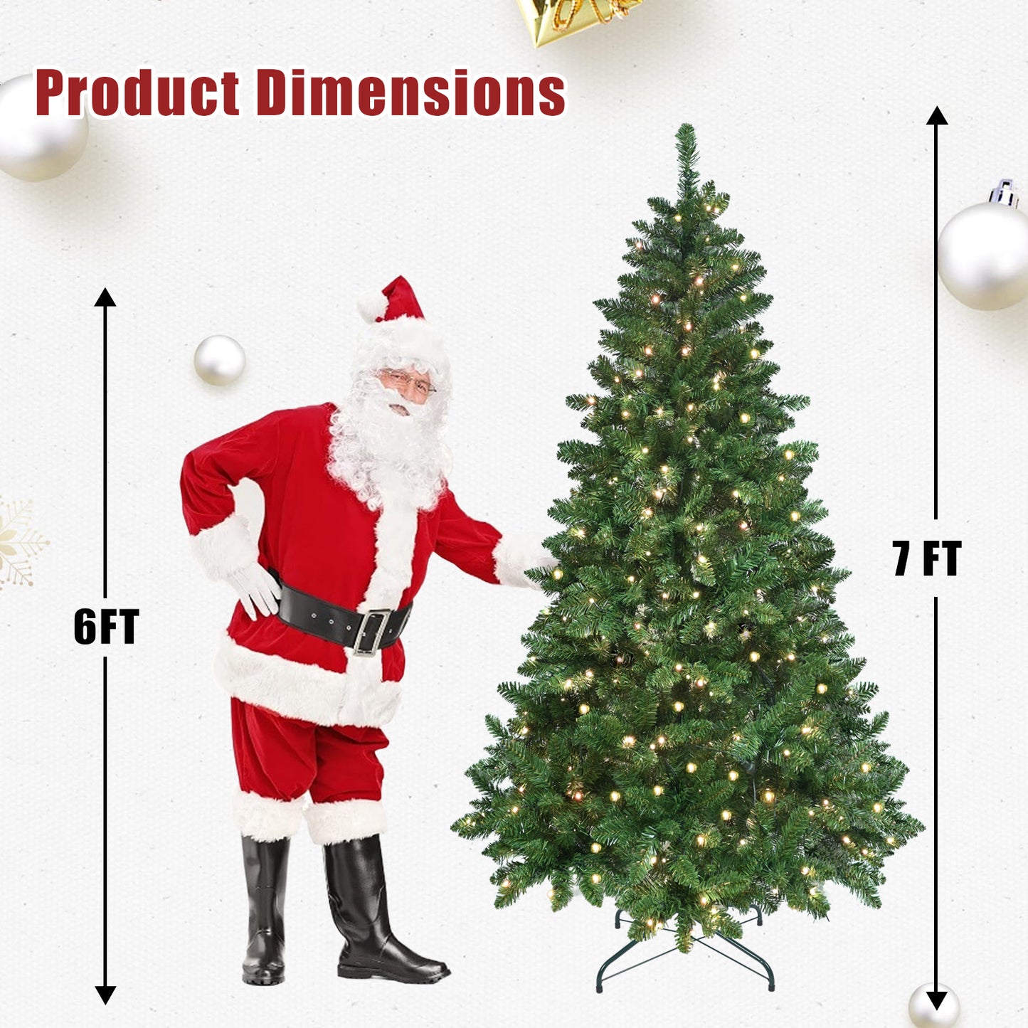 NIGSQJB 6-7-9ft Green Christmas Tree with 38 Modes WiFi-Controlled RGB LED & PVC Tips