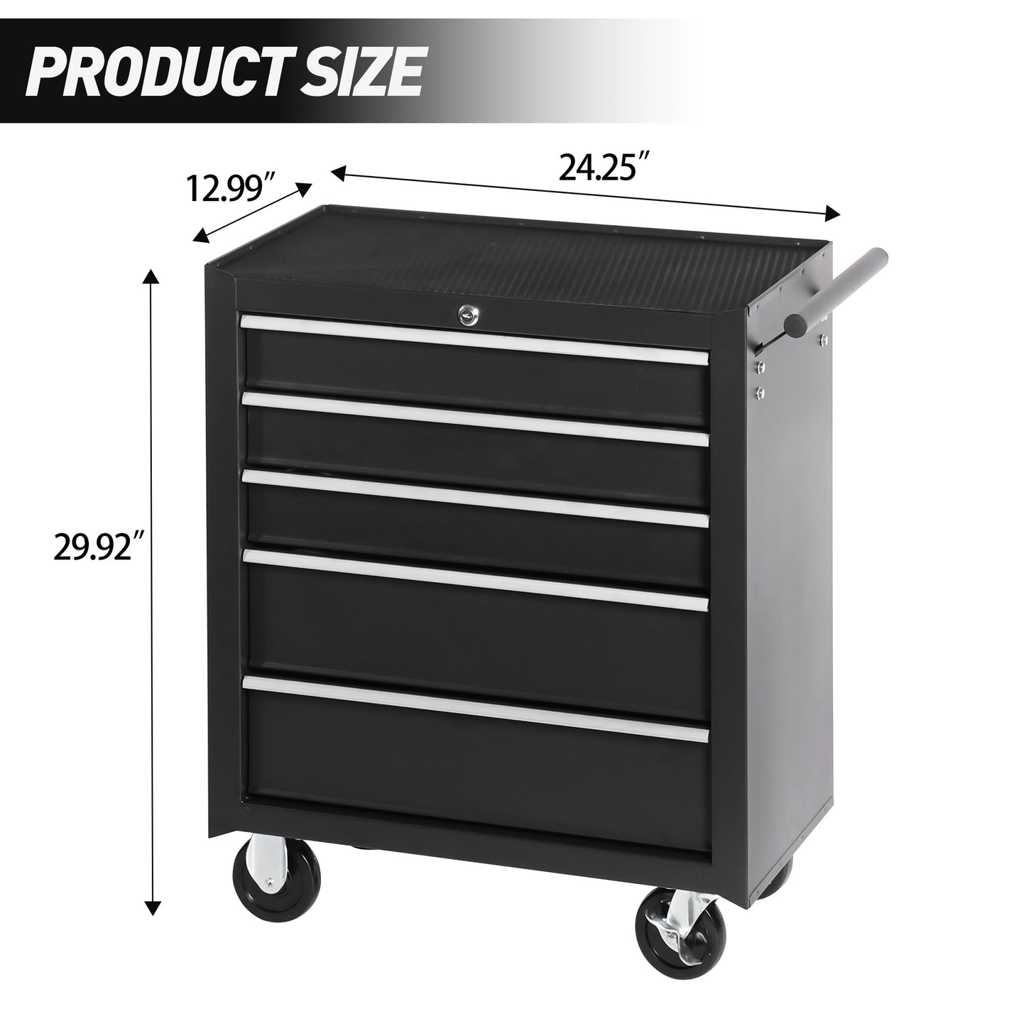 NIGSQJB 5-Drawers Rolling Tool Chest with Wheels & Locking, Black