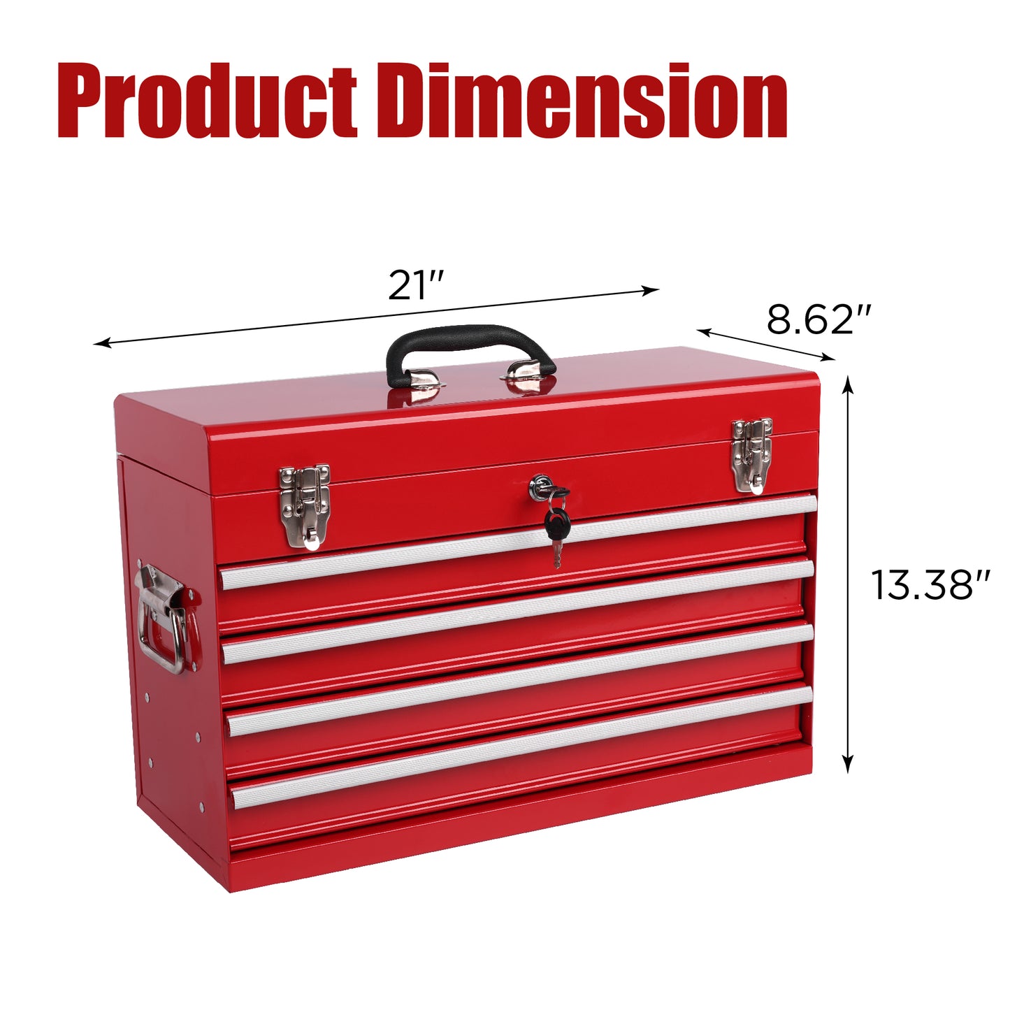 NIGSQJB 20" Portable Metal Tool Box with 5-Layers 4 Drawers,Red