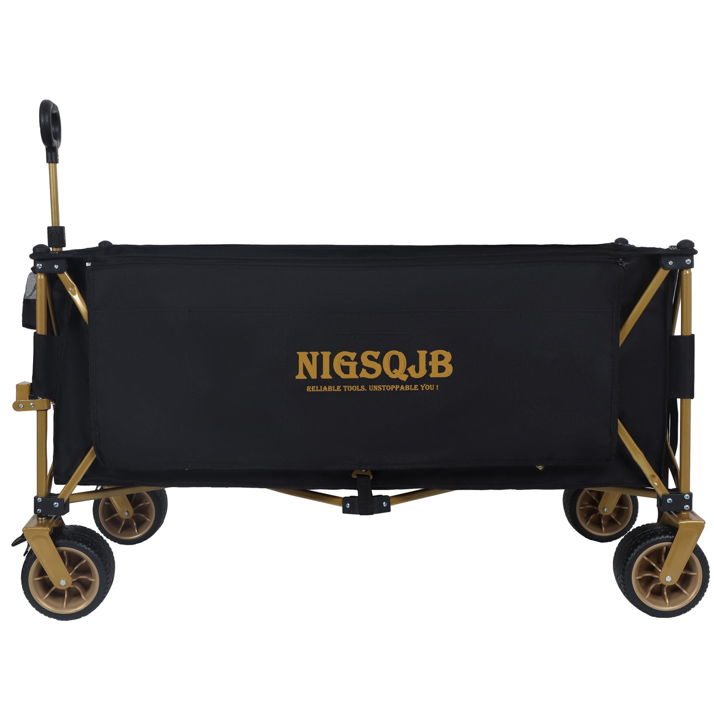 NIGSQJB 51" Extra Long Large Heavy-Duty Foldable Utility Shopping Wagon Cart Black