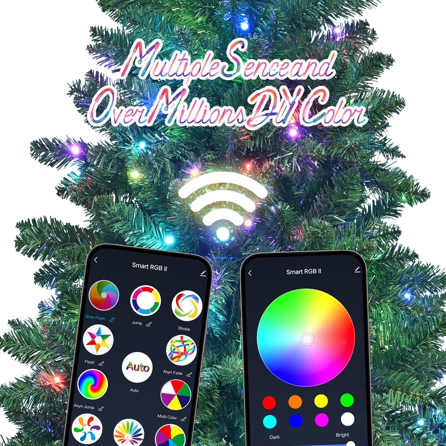 NIGSQJB 6-7-9ft Green Christmas Tree with 38 Modes WiFi-Controlled RGB LED & PVC Tips