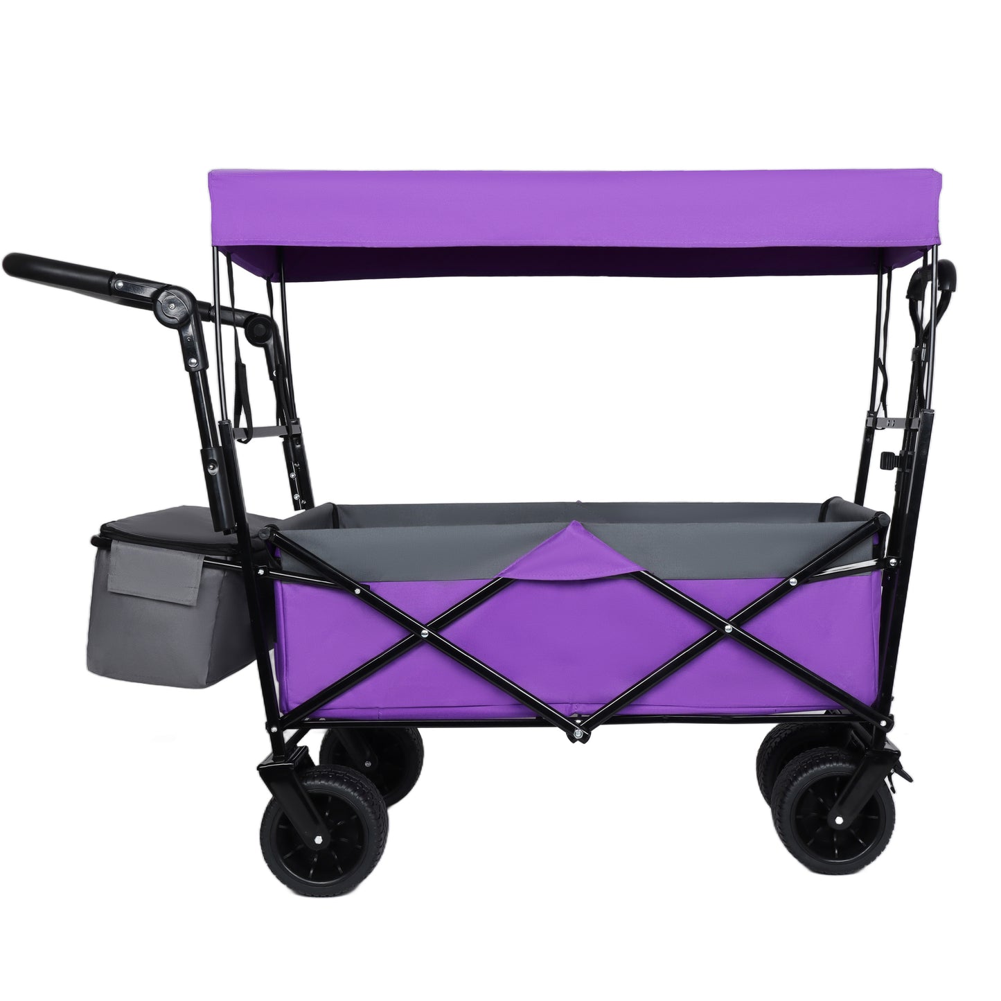 NIGSQJB 480lbs Versatility Shopping Cart with 7"x4" Large Wheels&Drink Holders&Removable Canopy