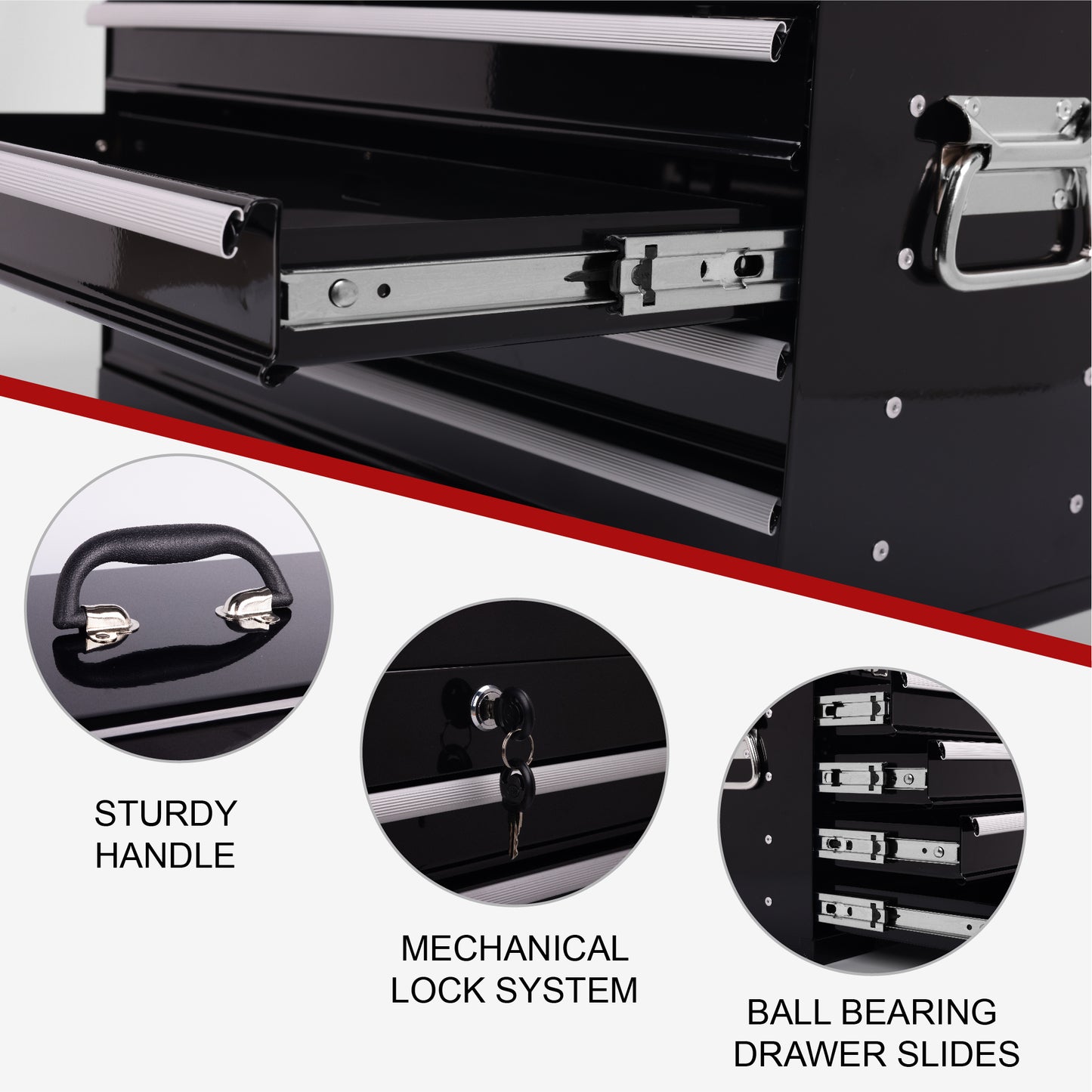 NIGSQJB 20" Portable Metal Tool Box with 5-Layers 4 Drawers,Black