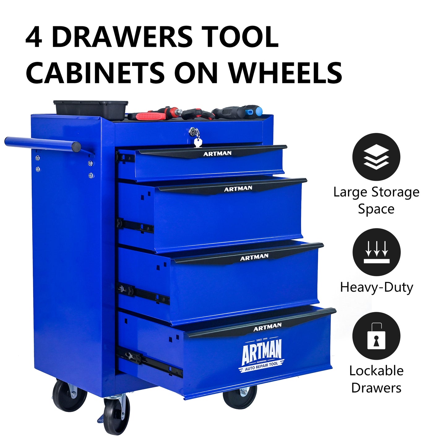 NIGSQJB 30.5"H Rolling Tool Chest with 2-4-5-6-7 Drawers, Blue