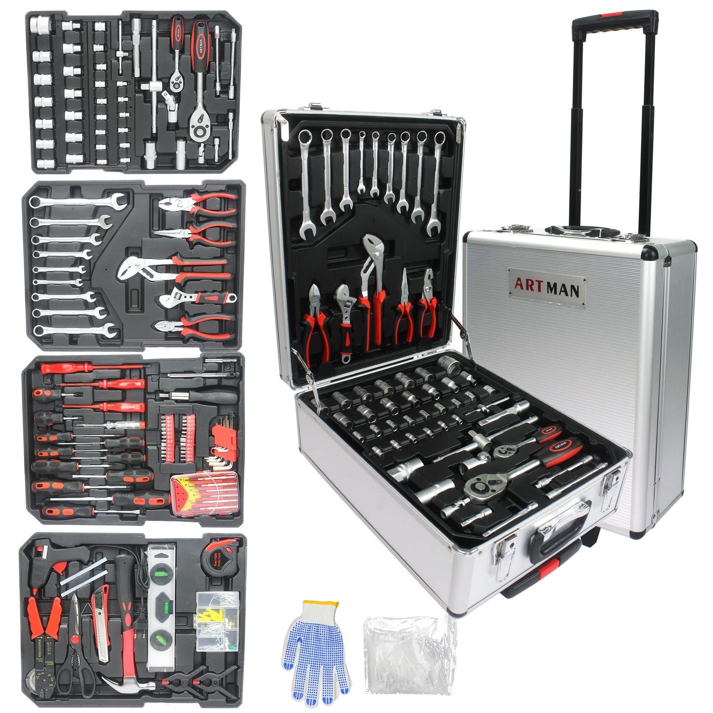NIGSQJB 899 Piece Tool Sets with Rolling Tool Box Suitcase