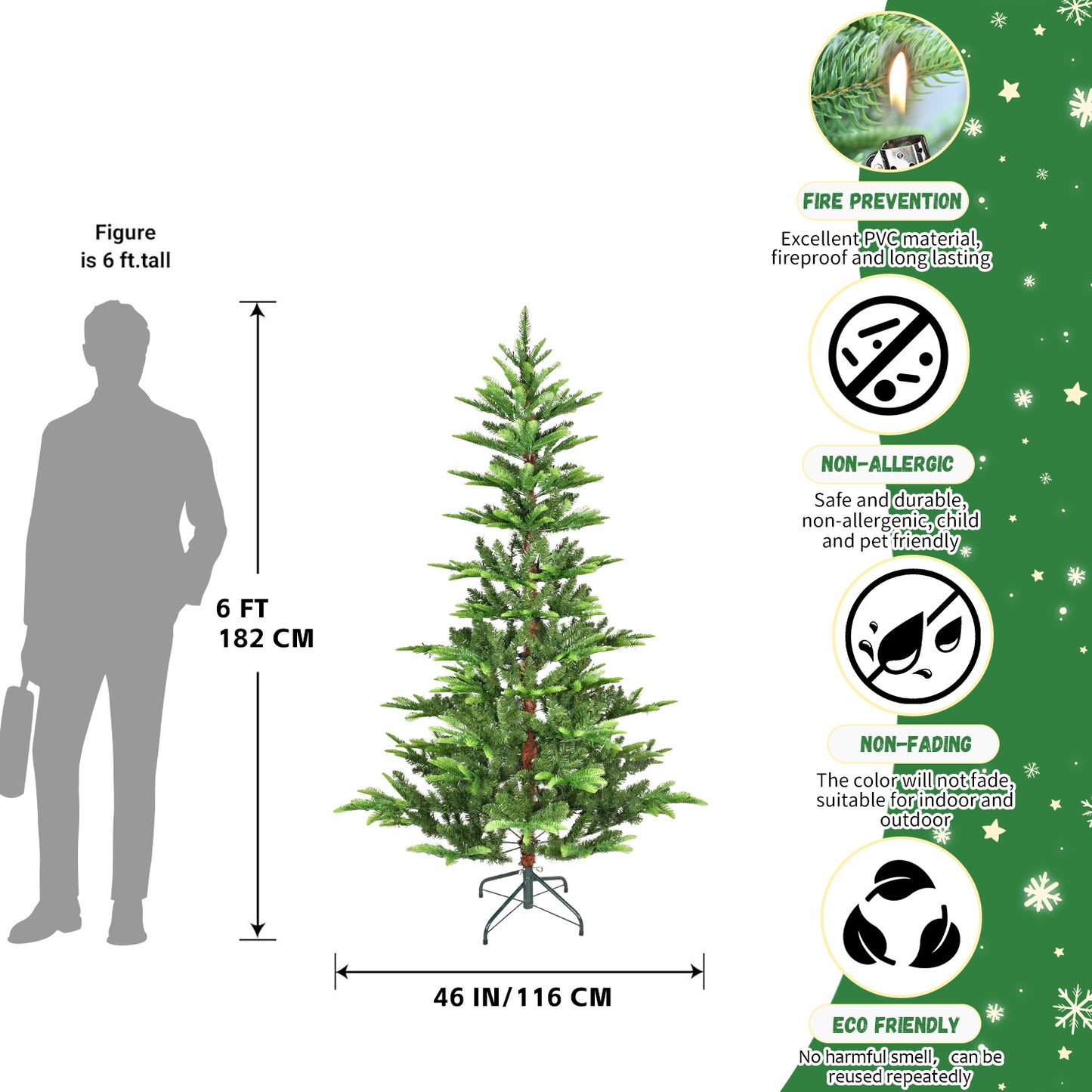 NIGSQJB 4-5-6-7ft Christmas Tree with Warm White LED Lights & PE+PVC Tips