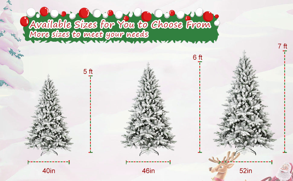 NIGSQJB 5-6-7ft Flocked Christmas Tree with Tips
