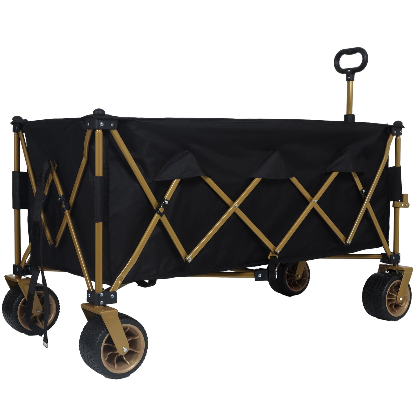 NIGSQJB 51" Extra Long Large Heavy-Duty Foldable Utility Shopping Wagon Cart Black