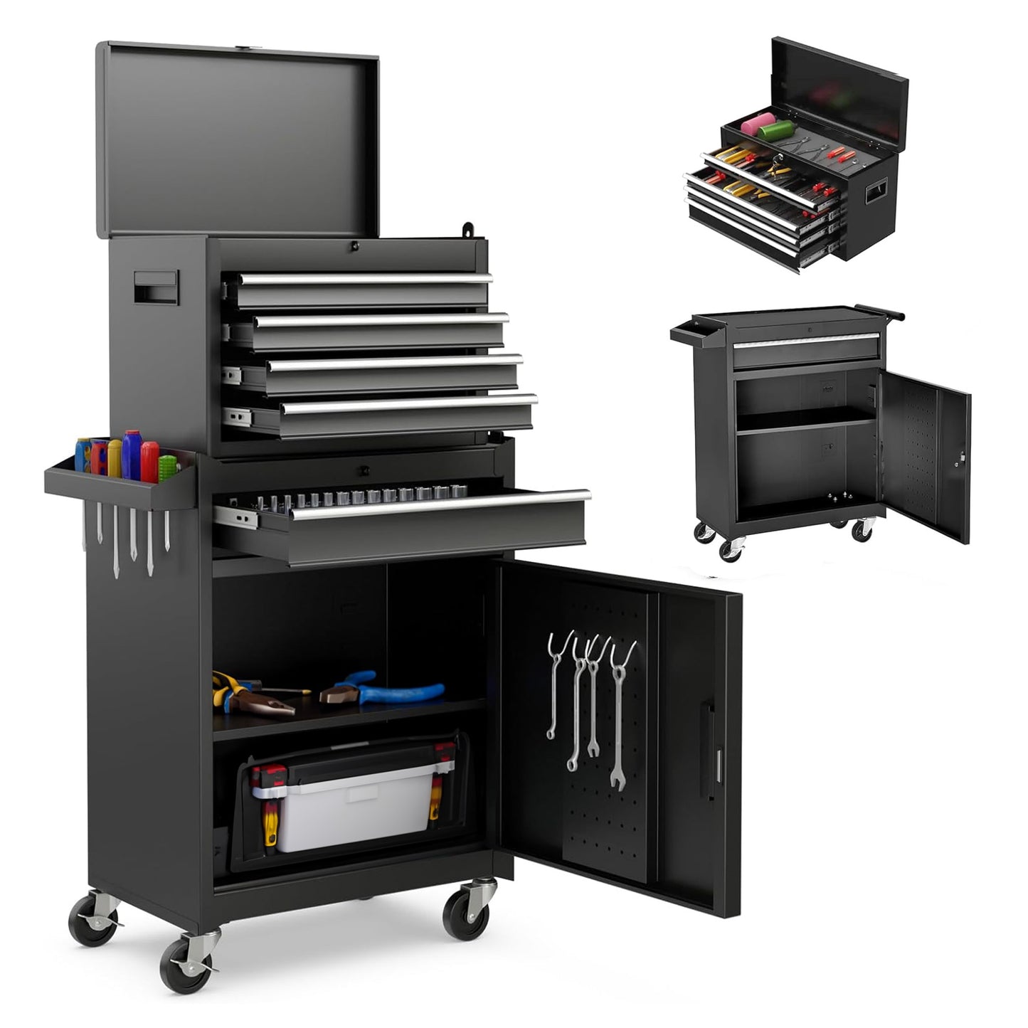 NIGSQJB 2-In-1 Rolling Tool Chest with 5-Drawers