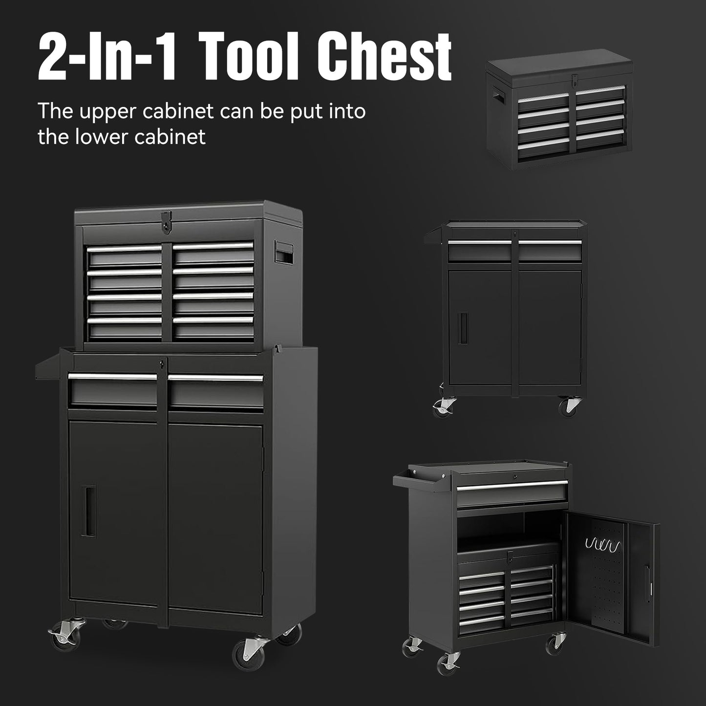 NIGSQJB 2-In-1 Rolling Tool Chest with 5-Drawers