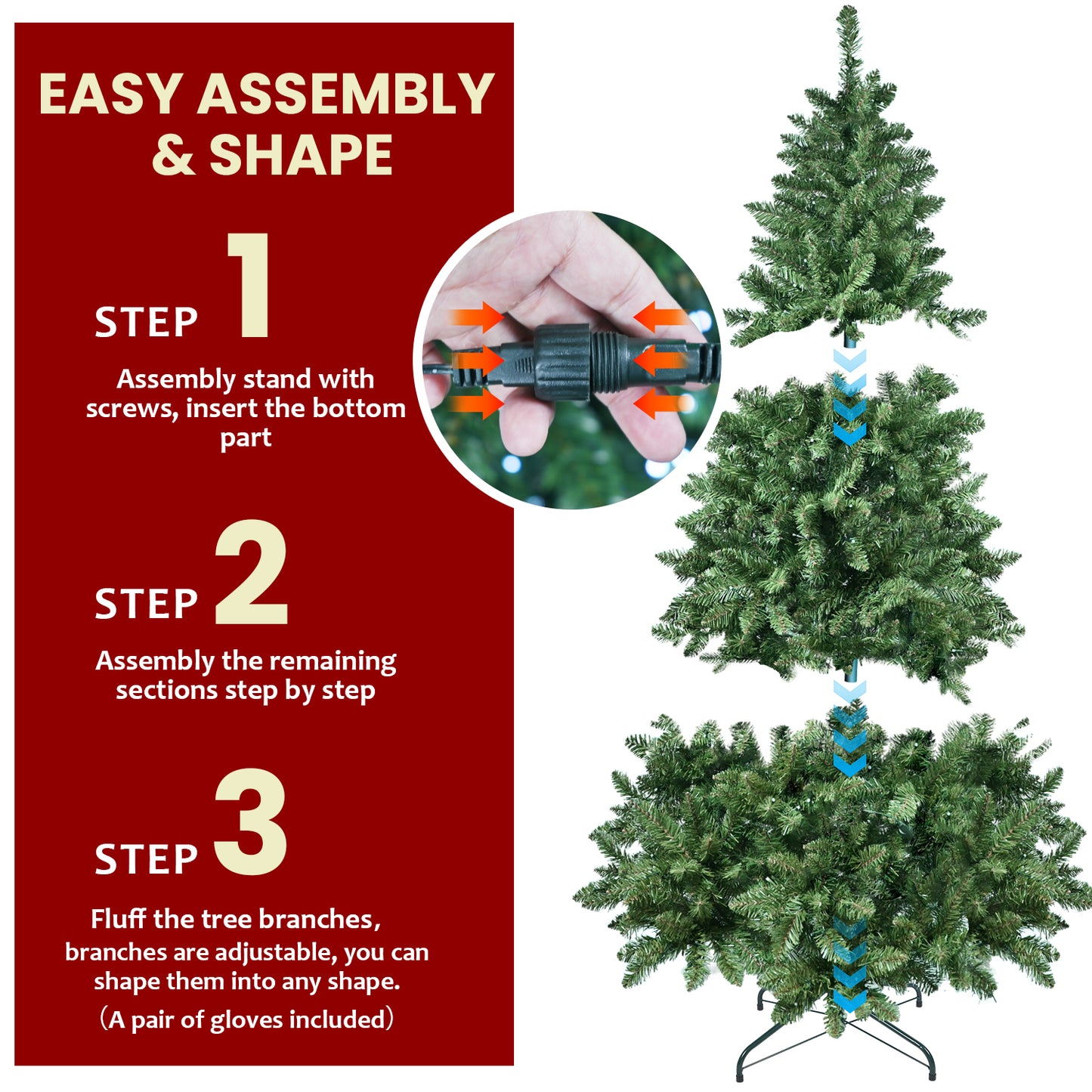 NIGSQJB 6-7-9ft Green Christmas Tree with 38 Modes WiFi-Controlled RGB LED & PVC Tips