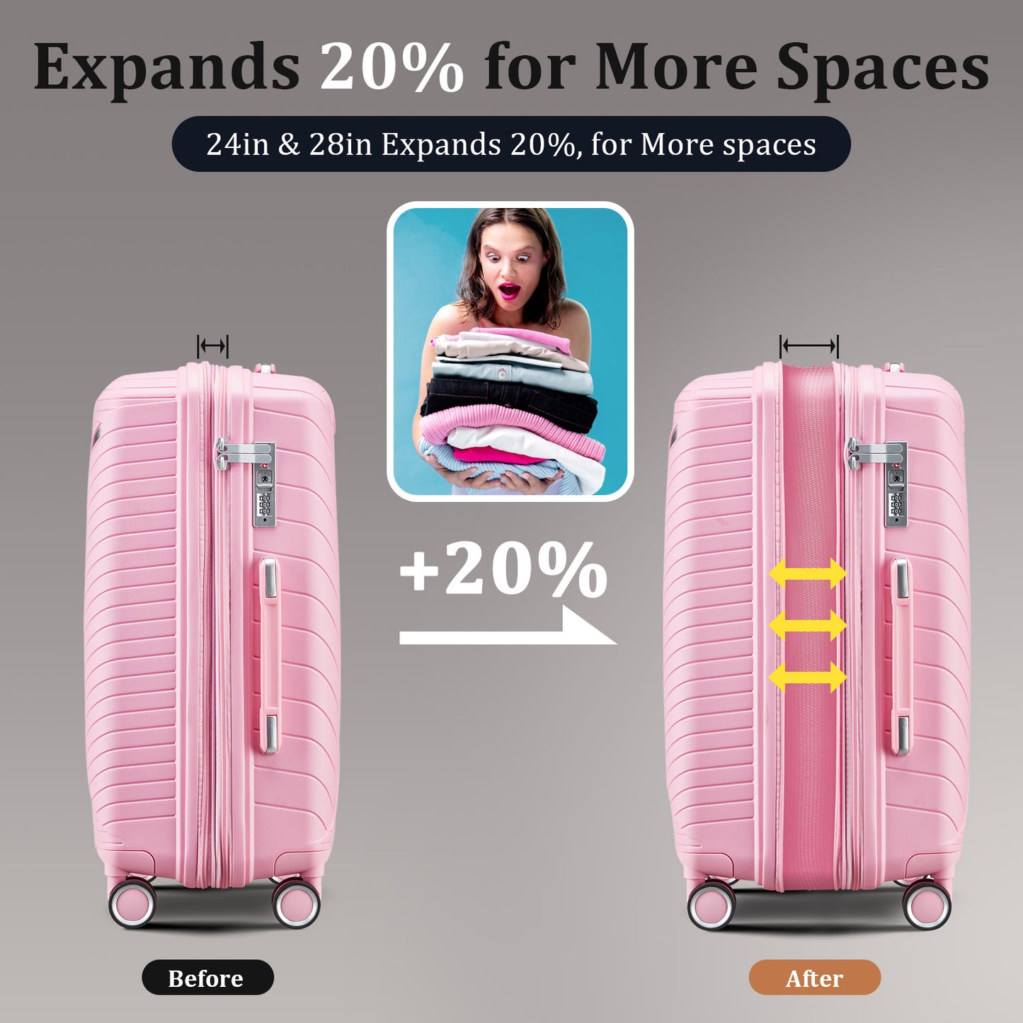 NIGSQJB 4 Piece Luggage Sets (14/20/24/28 in)