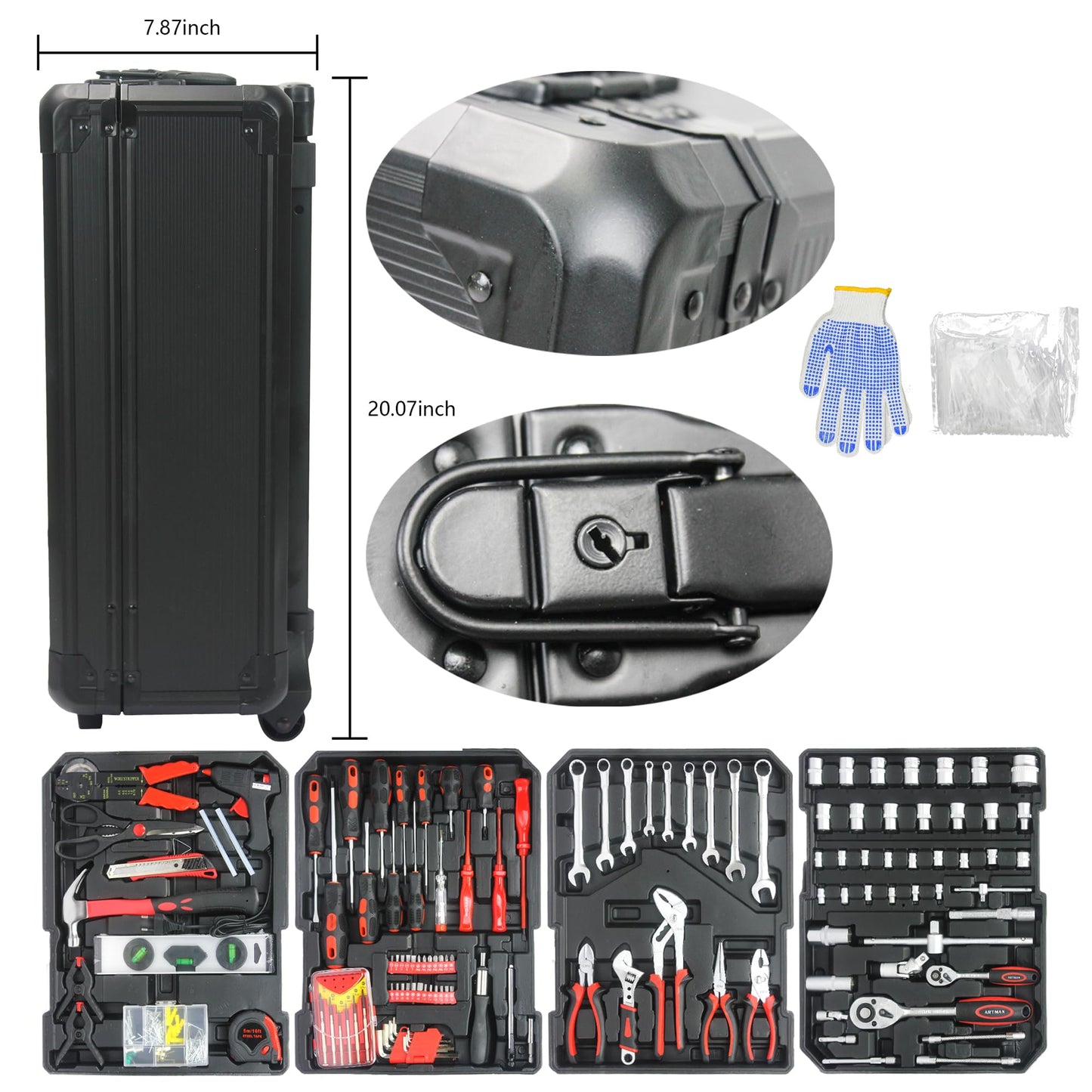 NIGSQJB 899 Piece Tool Sets with Rolling Tool Box Suitcase