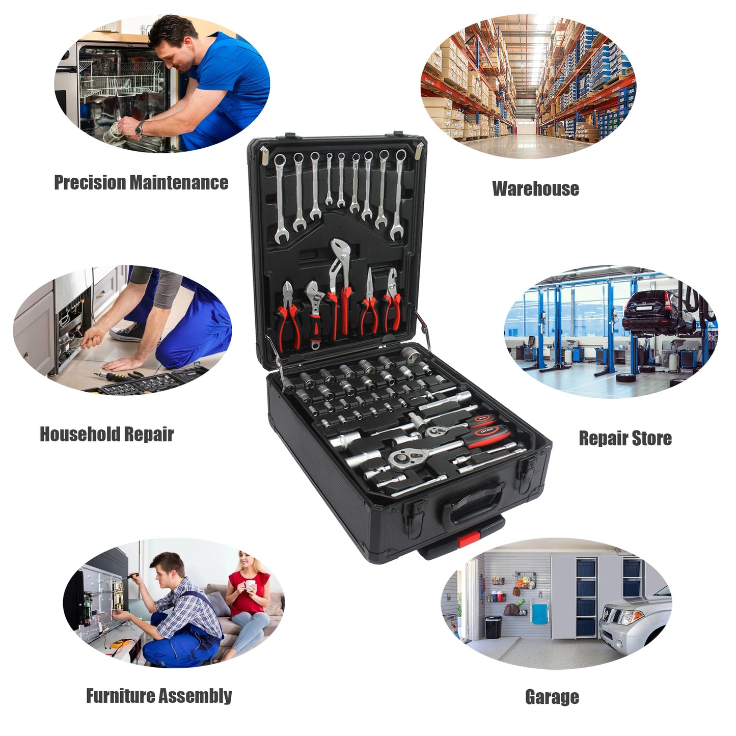 NIGSQJB 899 Piece Tool Sets with Rolling Tool Box Suitcase