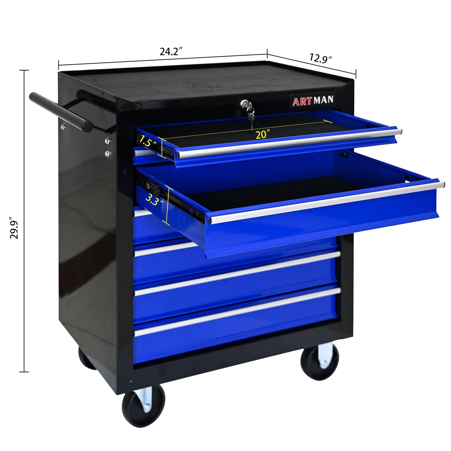 NIGSQJB 29.9"H Rolling Tool Box Cart with 7 Drawers