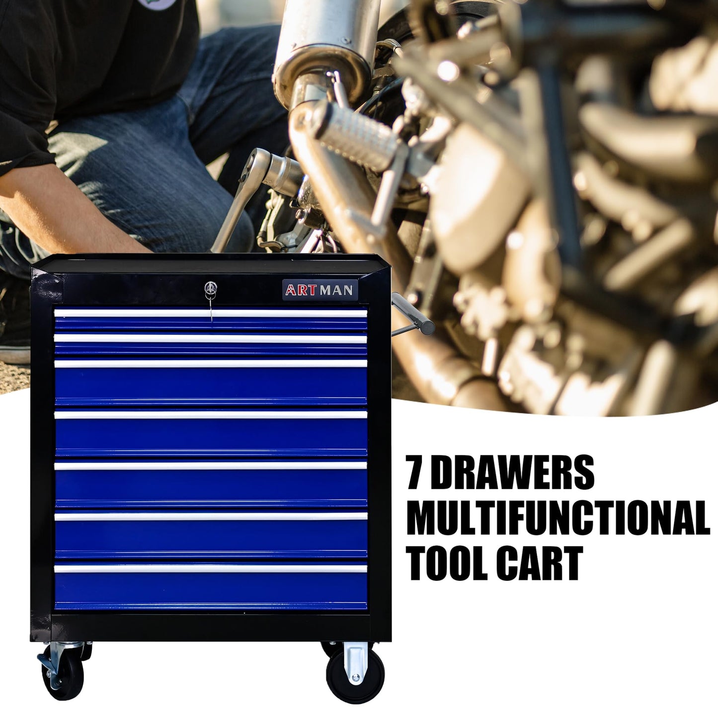 NIGSQJB 29.9"H Rolling Tool Box Cart with 7 Drawers