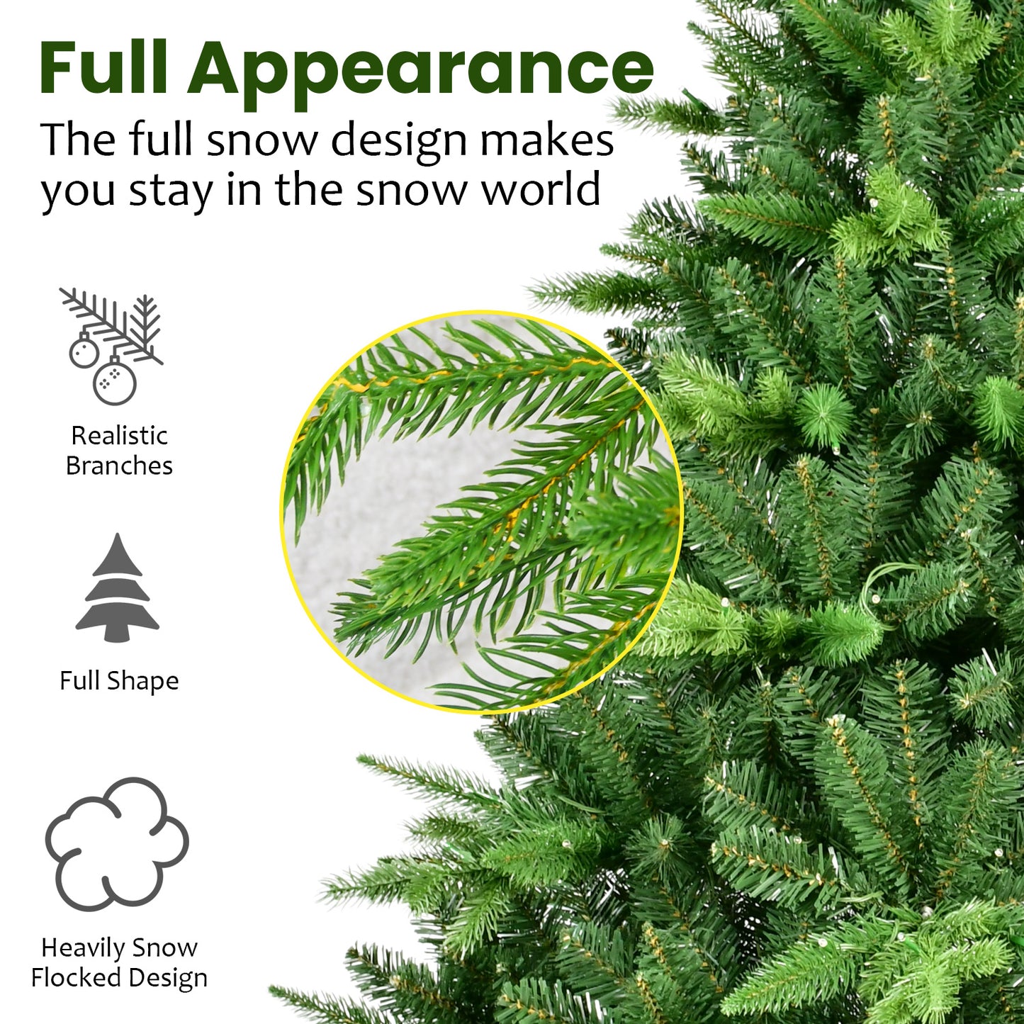 NIGSQJB 5-6-7-8-9ft Pre-Lit Christmas Tree with Warm White LED Lights & Tips