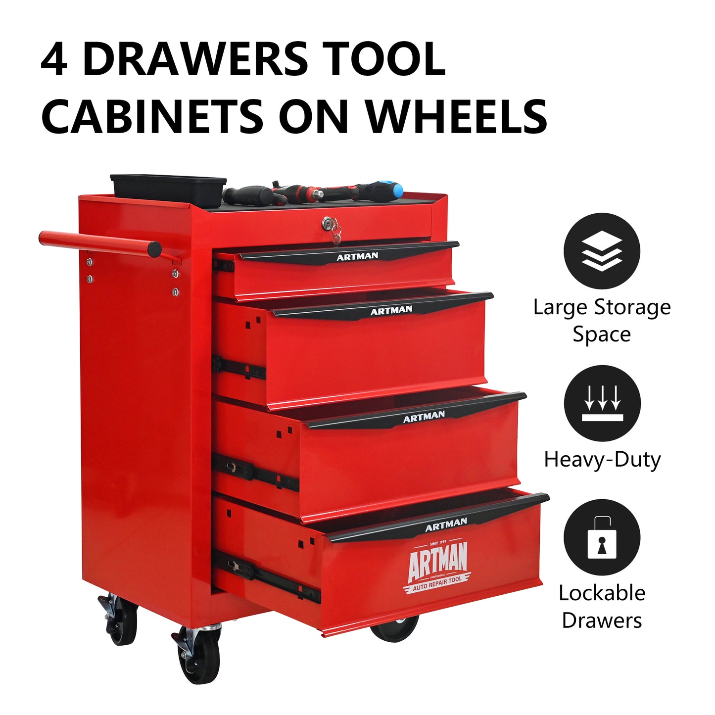 NIGSQJB 30.5"H Rolling Tool Chest with 4-5-6-7 Drawers, Red