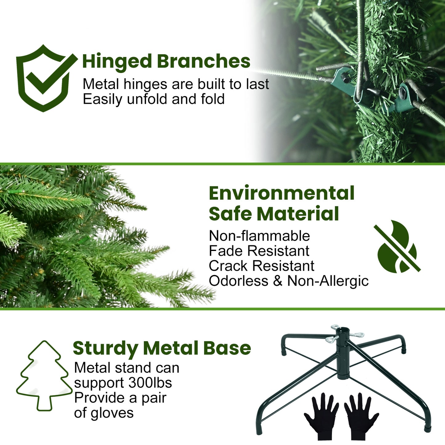 NIGSQJB 5-6-7-8-9ft Pre-Lit Christmas Tree with Warm White LED Lights & Tips