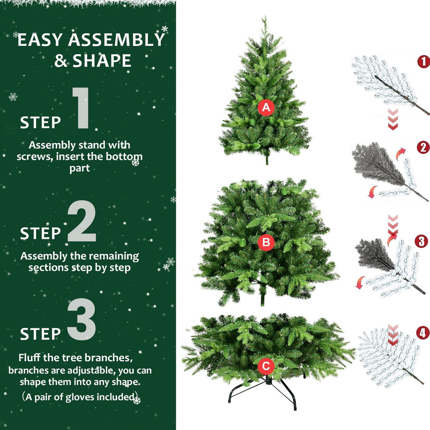 NIGSQJB 5-6-7-8-9ft Pre-Lit Christmas Tree with Warm White LED Lights & Tips