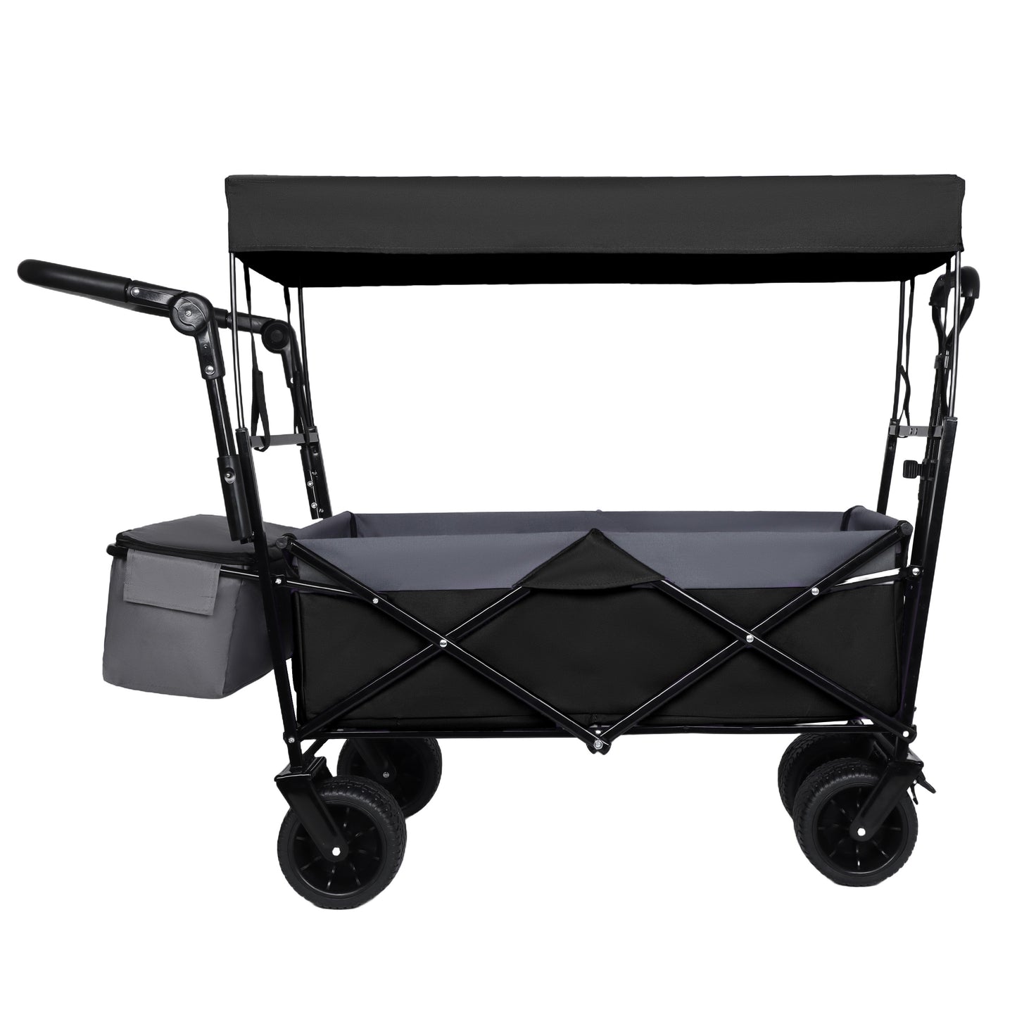 NIGSQJB 480lbs Versatility Shopping Cart with 7"x4" Large Wheels&Drink Holders&Removable Canopy