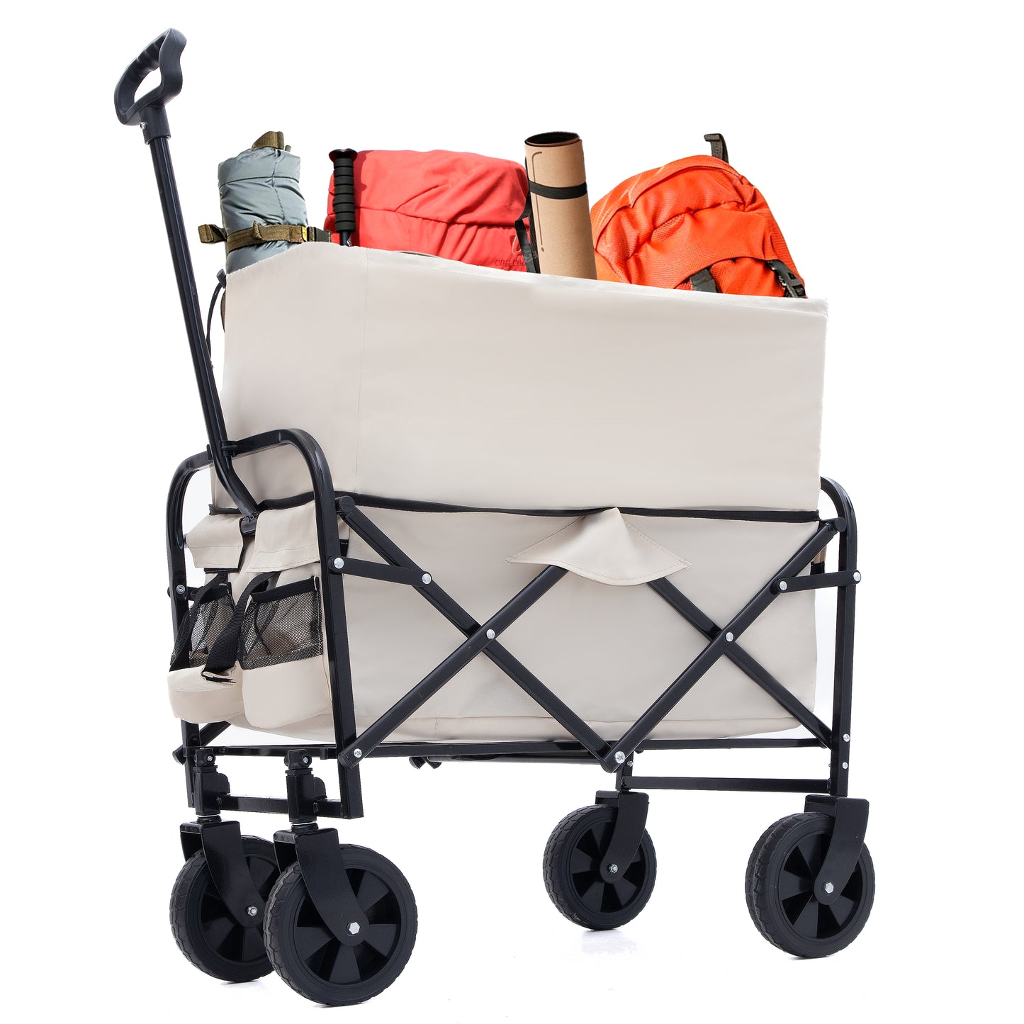 NIGSQJB Extension Collapsible Foldable Shopping Cart for Beach Camping Sports Gardening Fishing