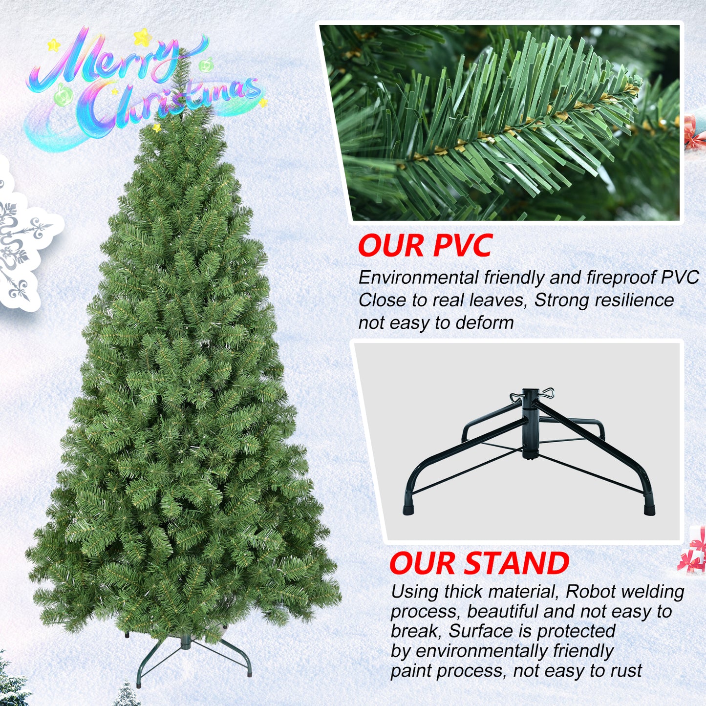 NIGSQJB 6-7-7.5-8-9ft Christmas Trees with Memory Wire