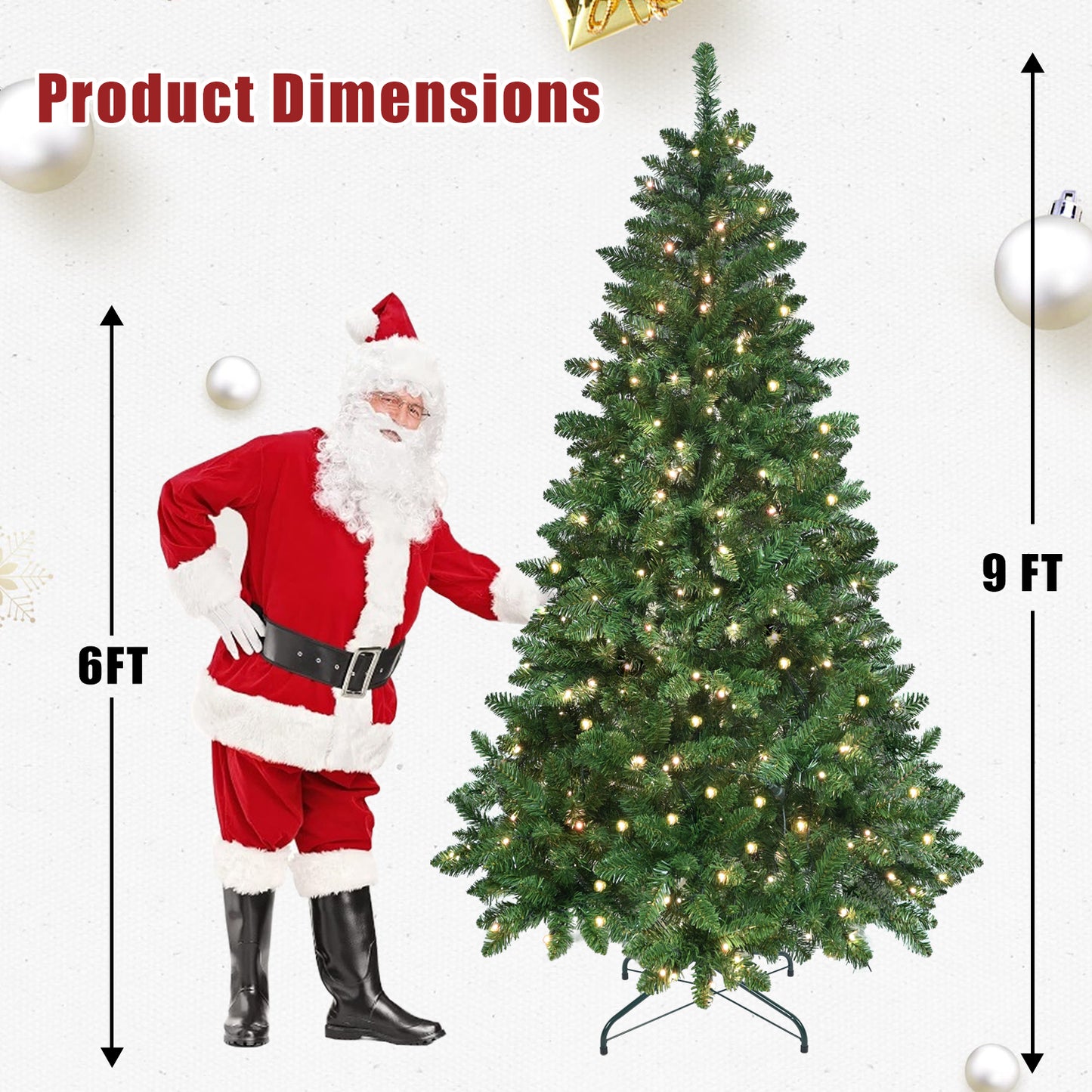 NIGSQJB 6-7-9ft Green Christmas Tree with 38 Modes WiFi-Controlled RGB LED & PVC Tips